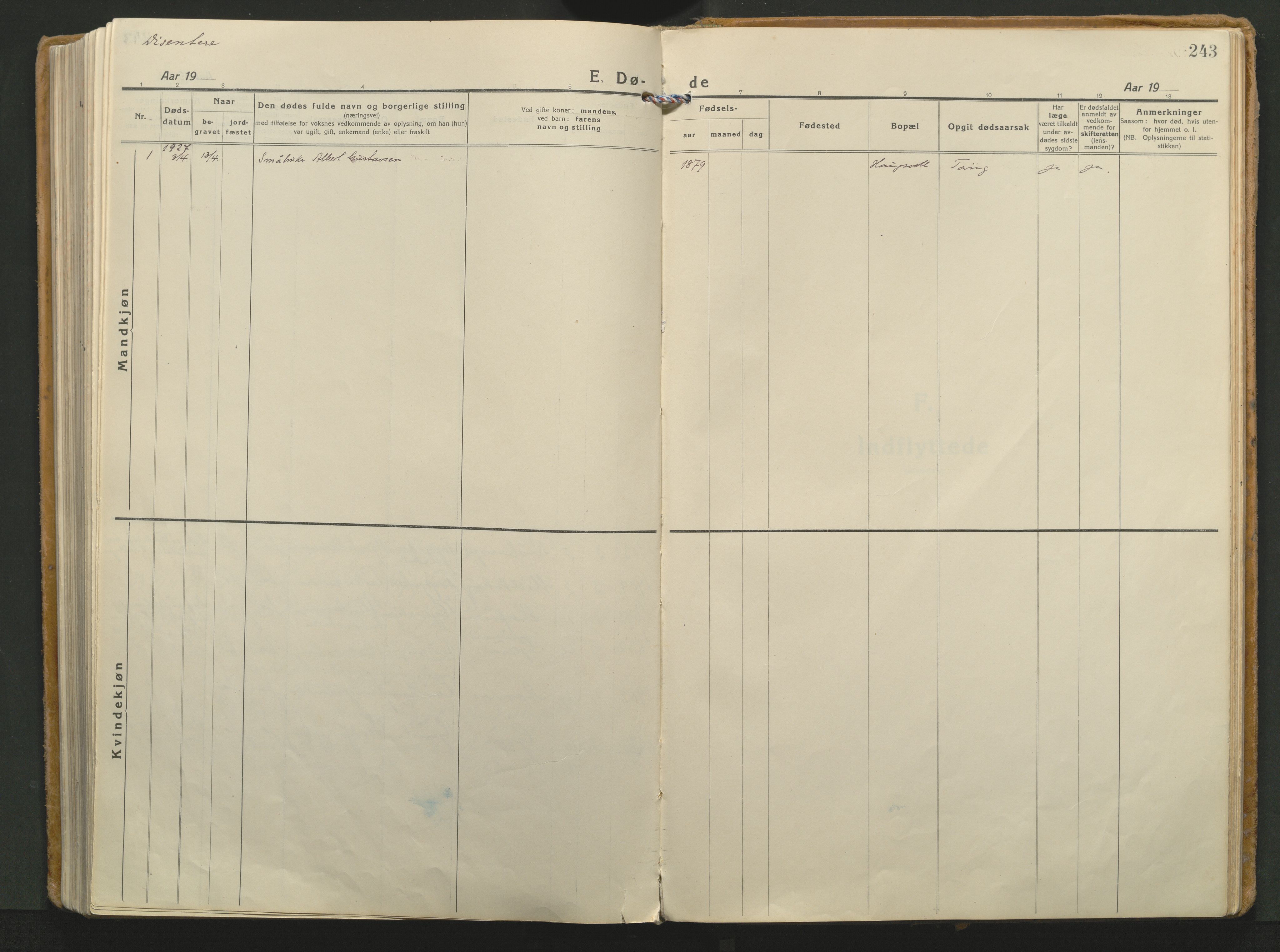 Grue prestekontor, AV/SAH-PREST-036/H/Ha/Haa/L0018: Parish register (official) no. 18, 1923-1940, p. 243