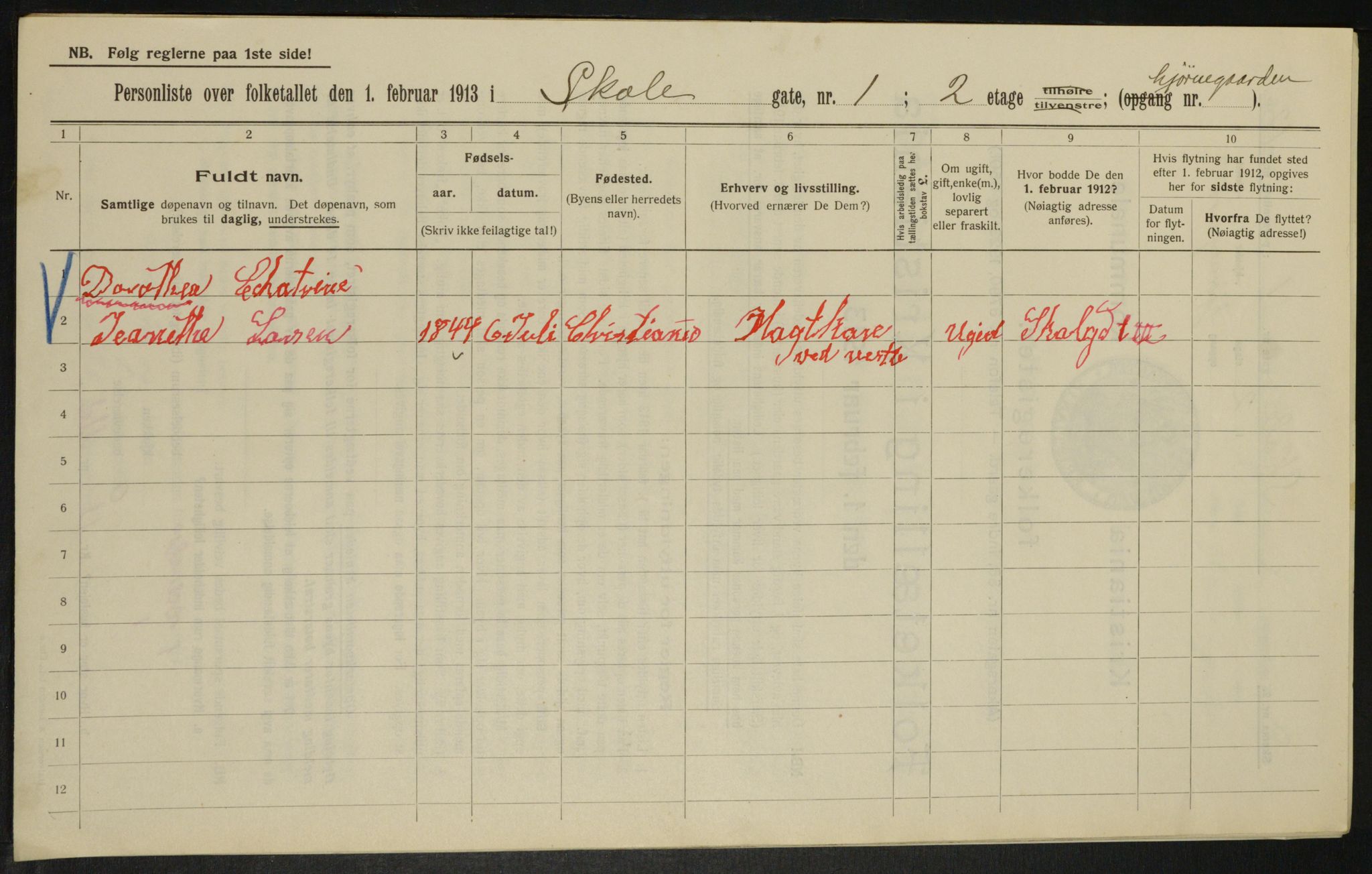 OBA, Municipal Census 1913 for Kristiania, 1913, p. 96216