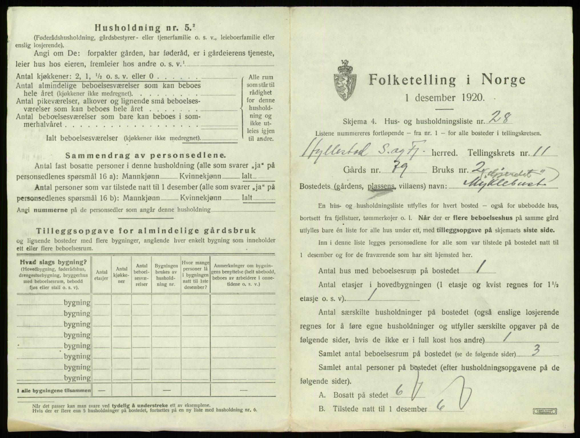 SAB, 1920 census for Hyllestad, 1920, p. 667