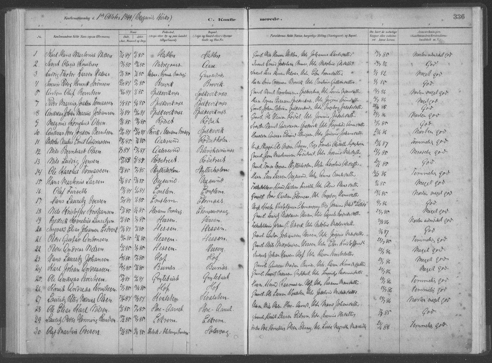 Ministerialprotokoller, klokkerbøker og fødselsregistre - Møre og Romsdal, SAT/A-1454/528/L0402: Parish register (official) no. 528A12II, 1880-1903, p. 336