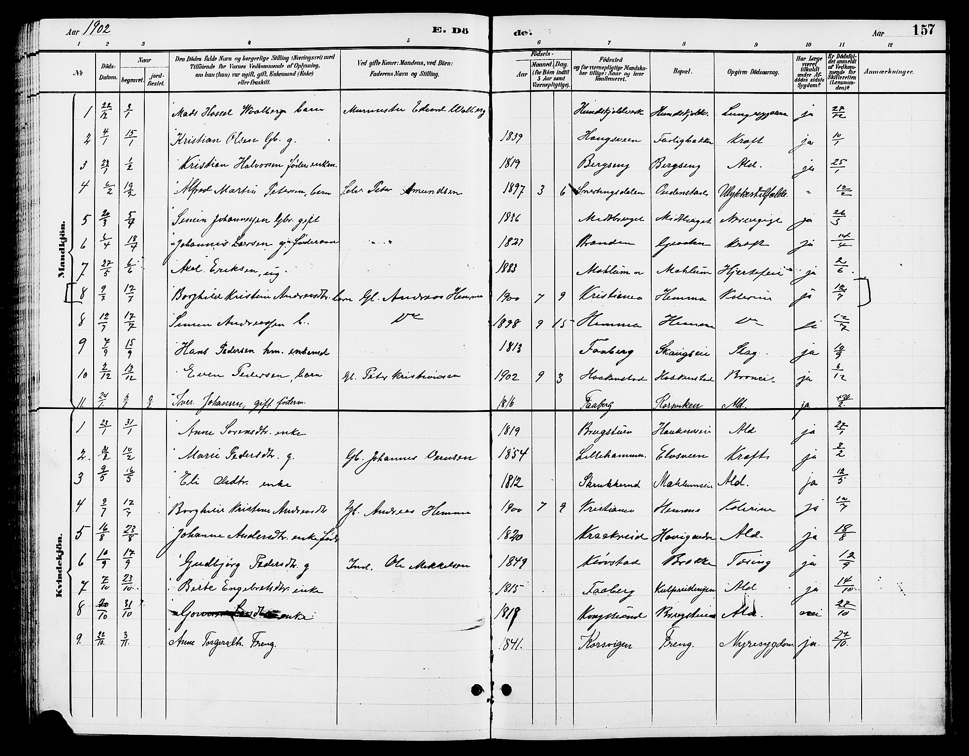 Ringsaker prestekontor, SAH/PREST-014/L/La/L0013: Parish register (copy) no. 13, 1891-1904, p. 157