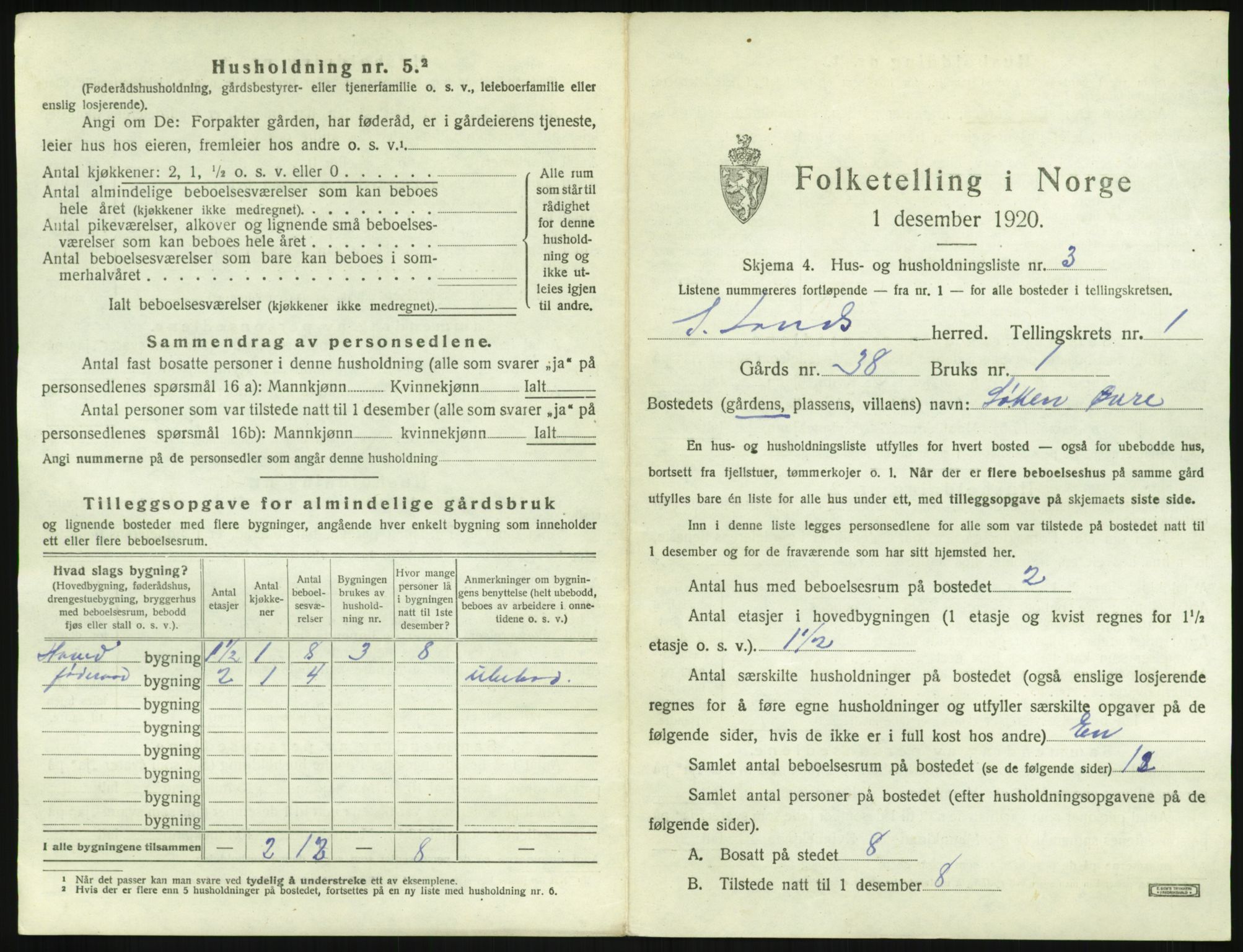 SAH, 1920 census for Søndre Land, 1920, p. 47