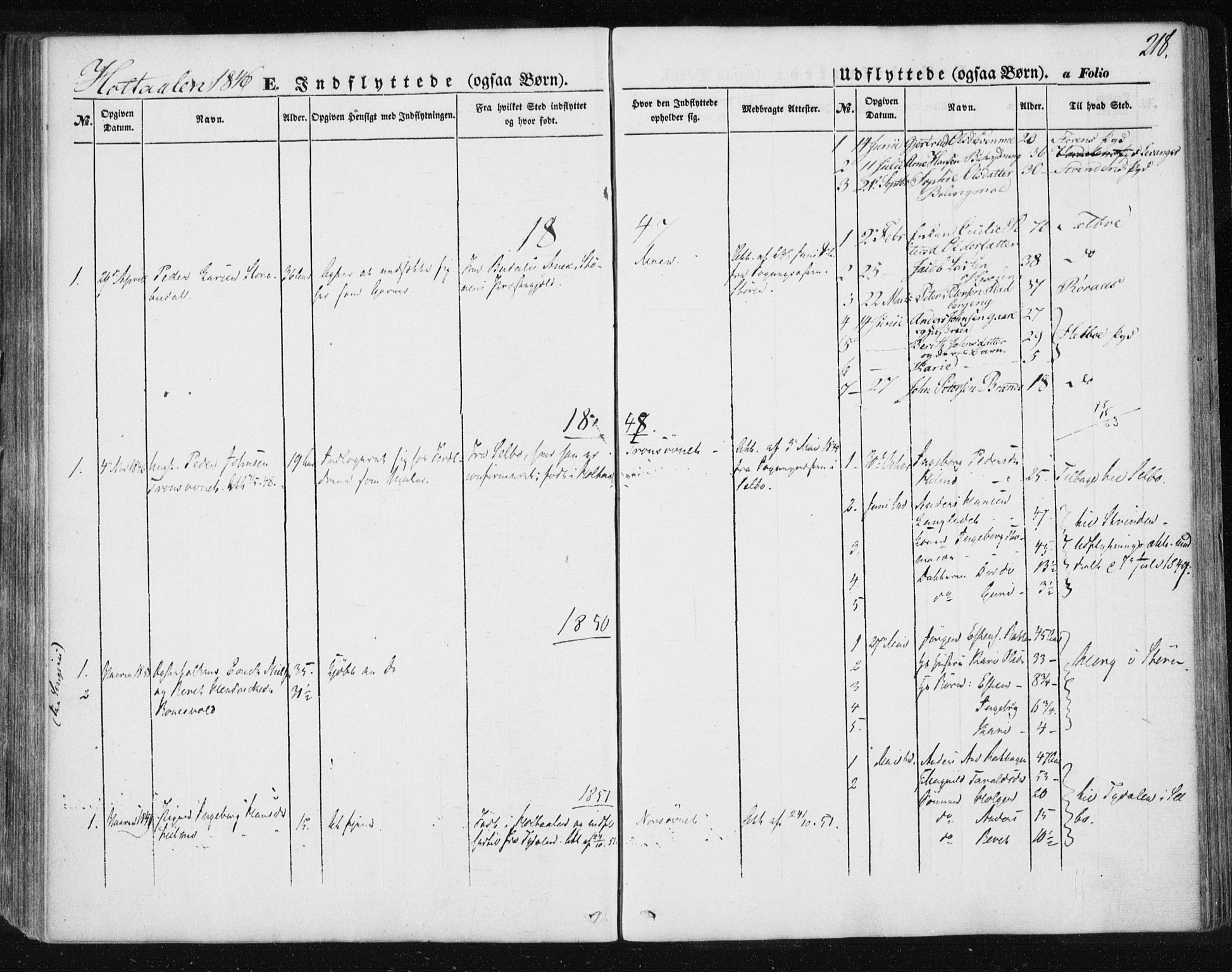 Ministerialprotokoller, klokkerbøker og fødselsregistre - Sør-Trøndelag, SAT/A-1456/685/L0963: Parish register (official) no. 685A06 /1, 1846-1859, p. 218