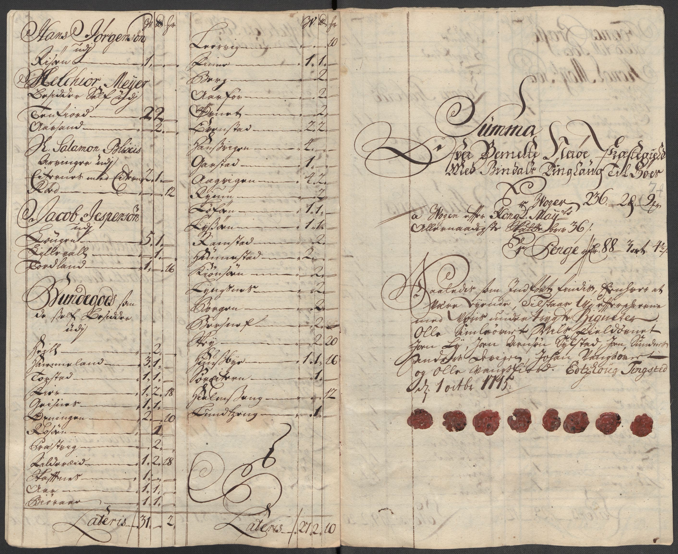 Rentekammeret inntil 1814, Reviderte regnskaper, Fogderegnskap, RA/EA-4092/R64/L4436: Fogderegnskap Namdal, 1715, p. 217