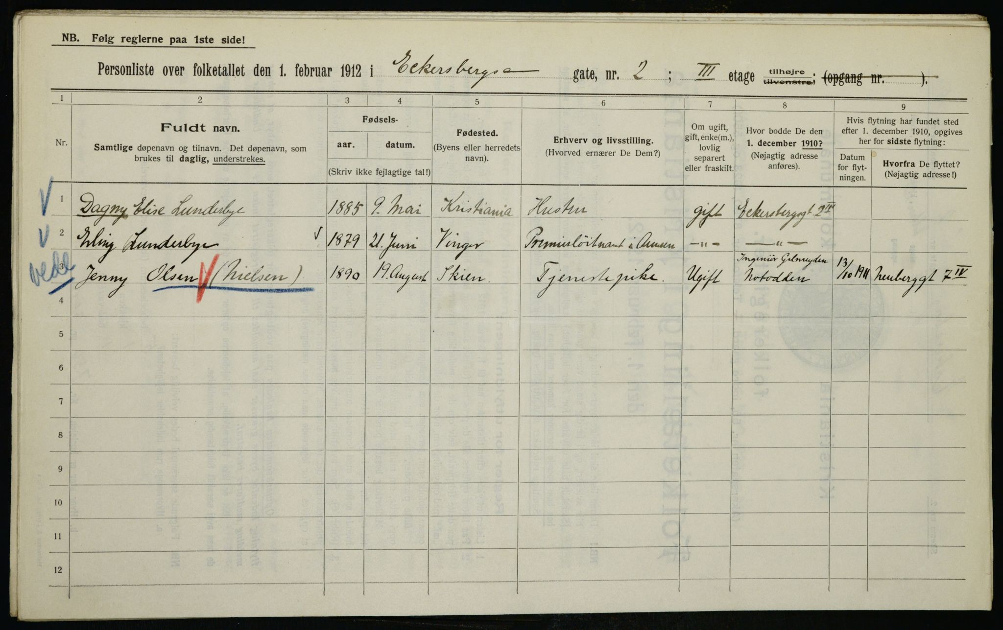 OBA, Municipal Census 1912 for Kristiania, 1912, p. 18124