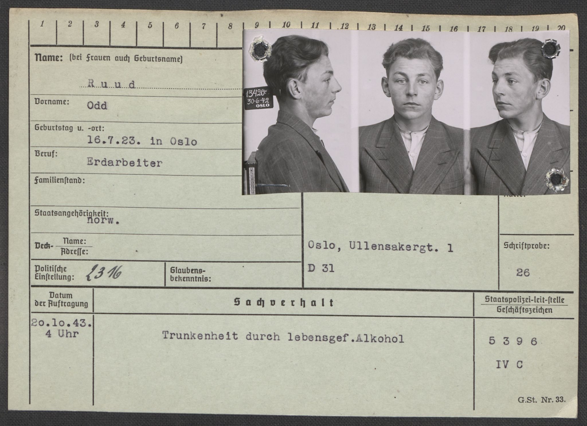 Befehlshaber der Sicherheitspolizei und des SD, AV/RA-RAFA-5969/E/Ea/Eaa/L0009: Register over norske fanger i Møllergata 19: Ru-Sy, 1940-1945, p. 82