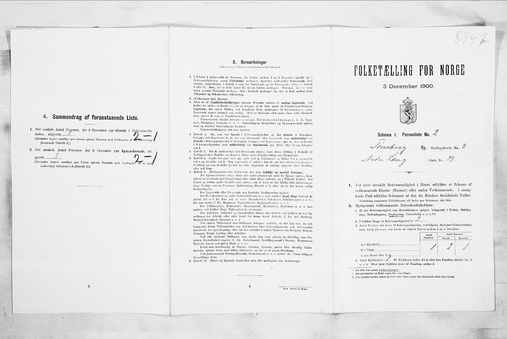 RA, 1900 census for Tønsberg, 1900, p. 427