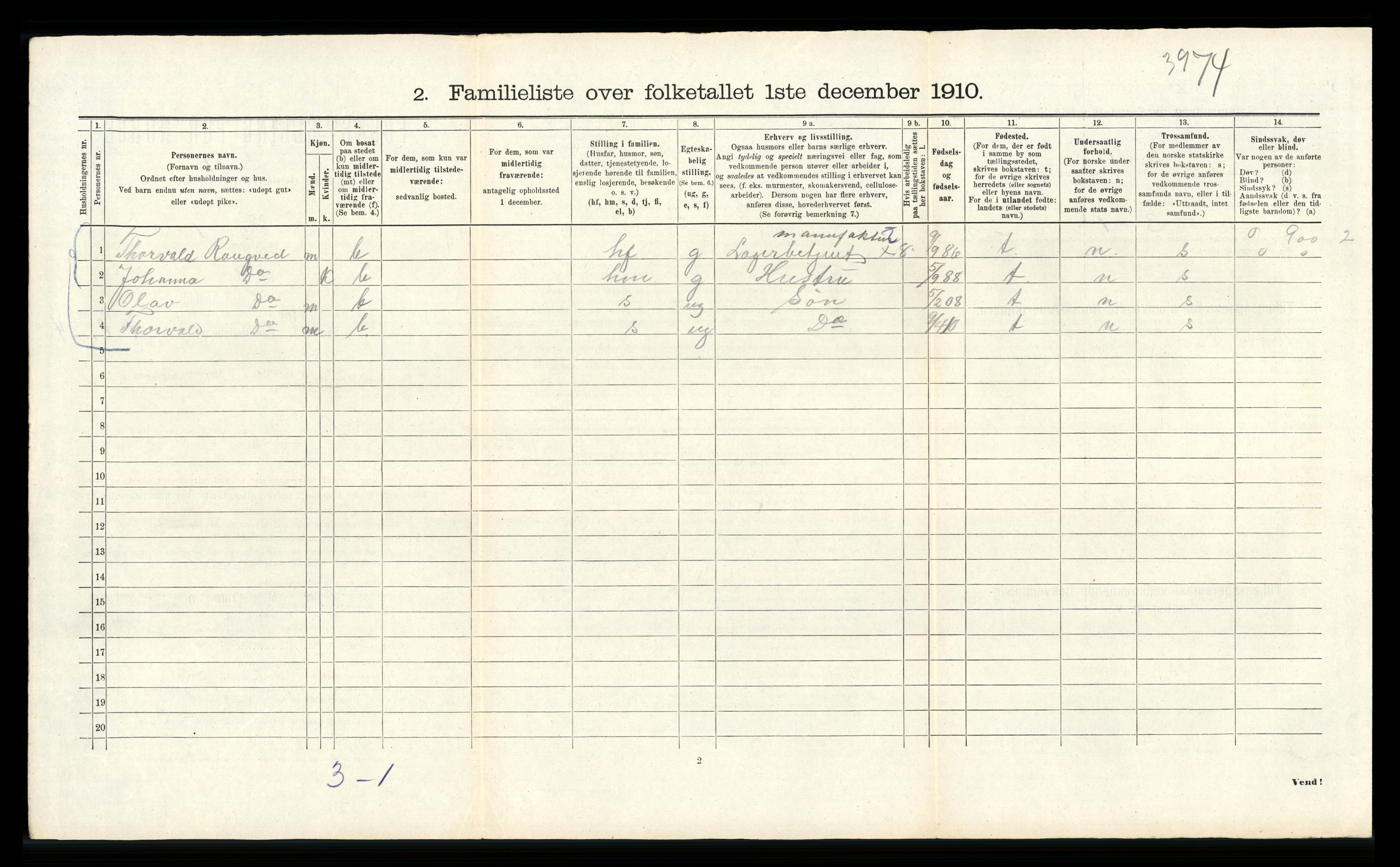 RA, 1910 census for Bergen, 1910, p. 5104