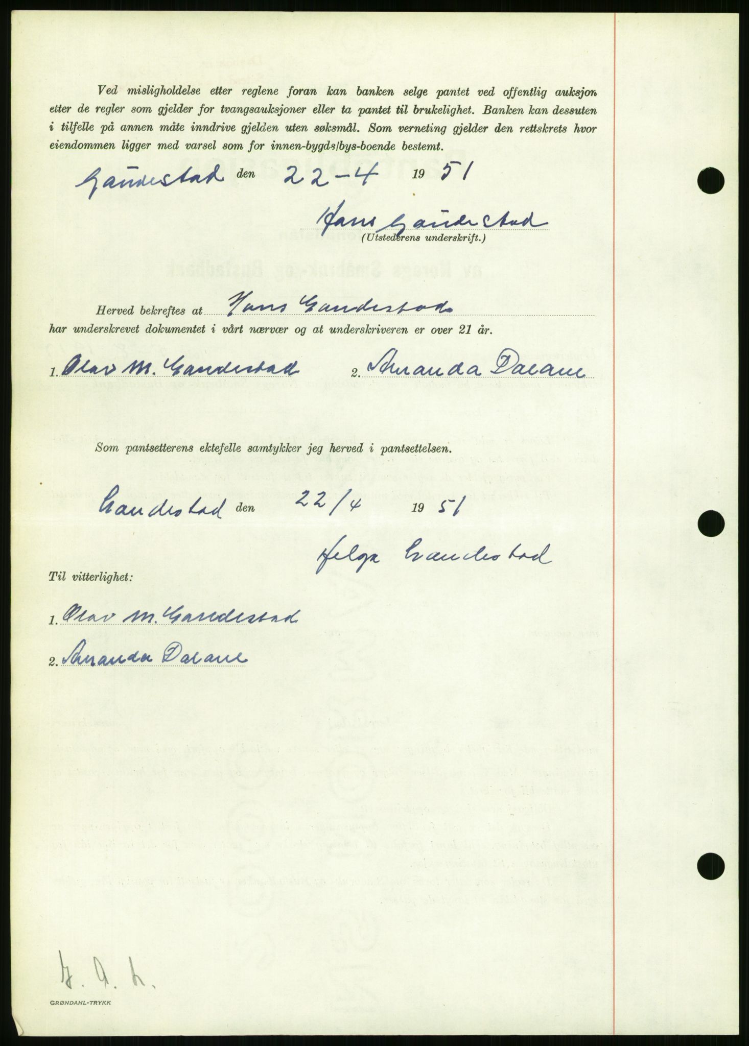 Setesdal sorenskriveri, SAK/1221-0011/G/Gb/L0050: Mortgage book no. B 38, 1949-1952, Diary no: : 187/1951