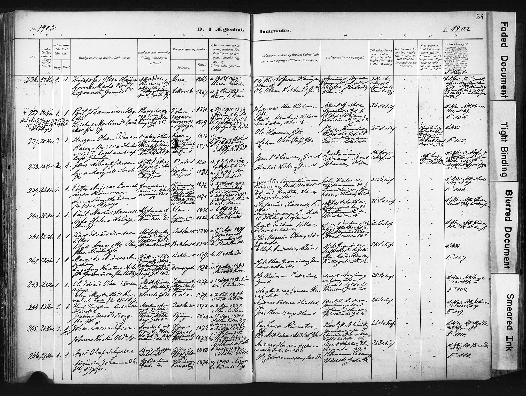 Ministerialprotokoller, klokkerbøker og fødselsregistre - Sør-Trøndelag, SAT/A-1456/604/L0201: Parish register (official) no. 604A21, 1901-1911, p. 54