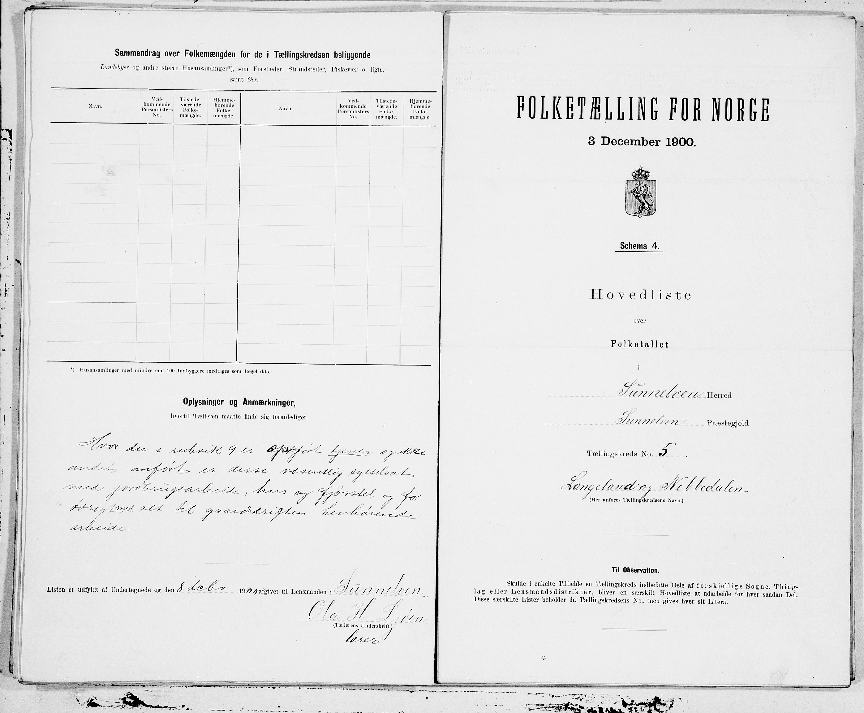 SAT, 1900 census for Sunnylven, 1900, p. 10
