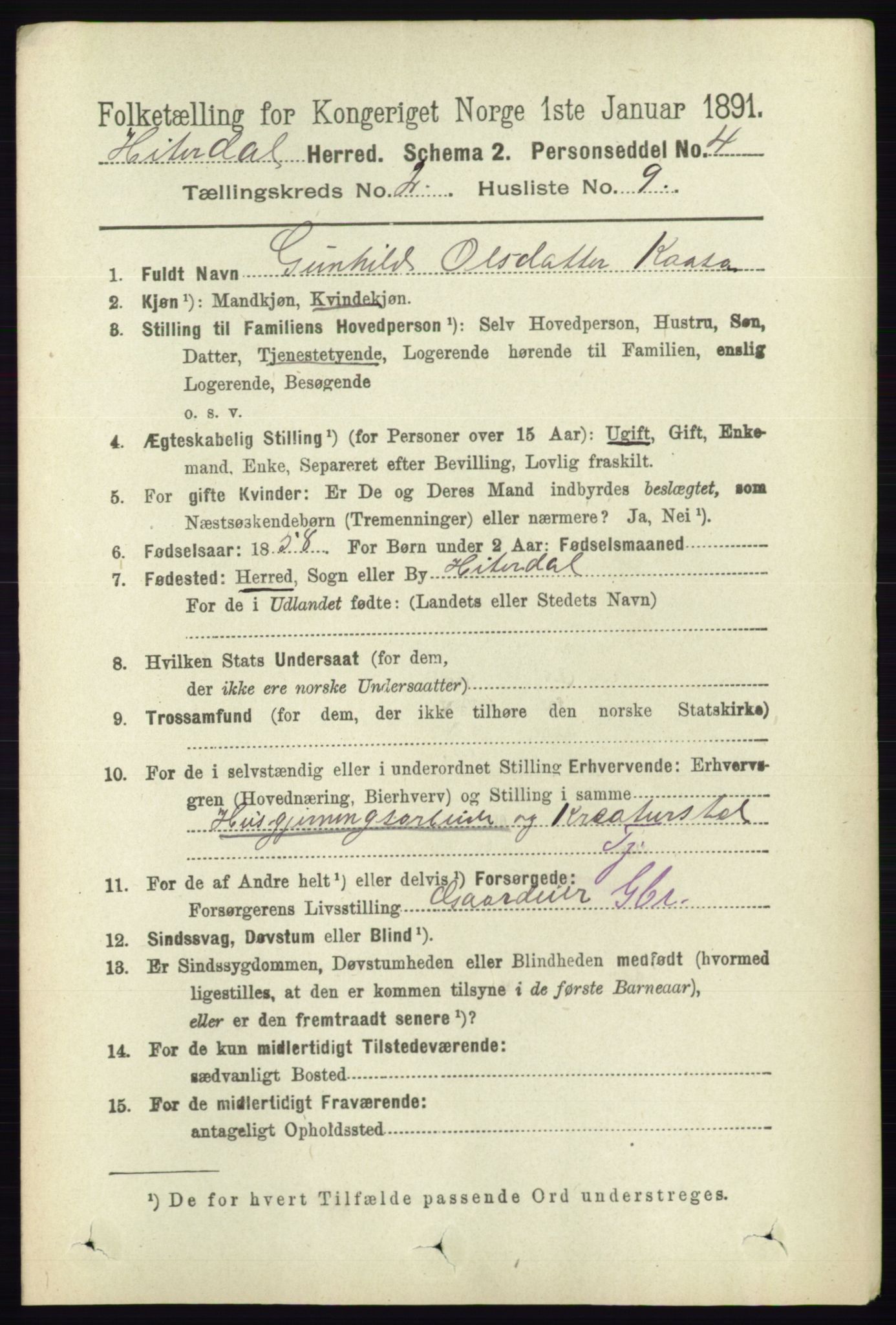 RA, 1891 census for 0823 Heddal, 1891, p. 628