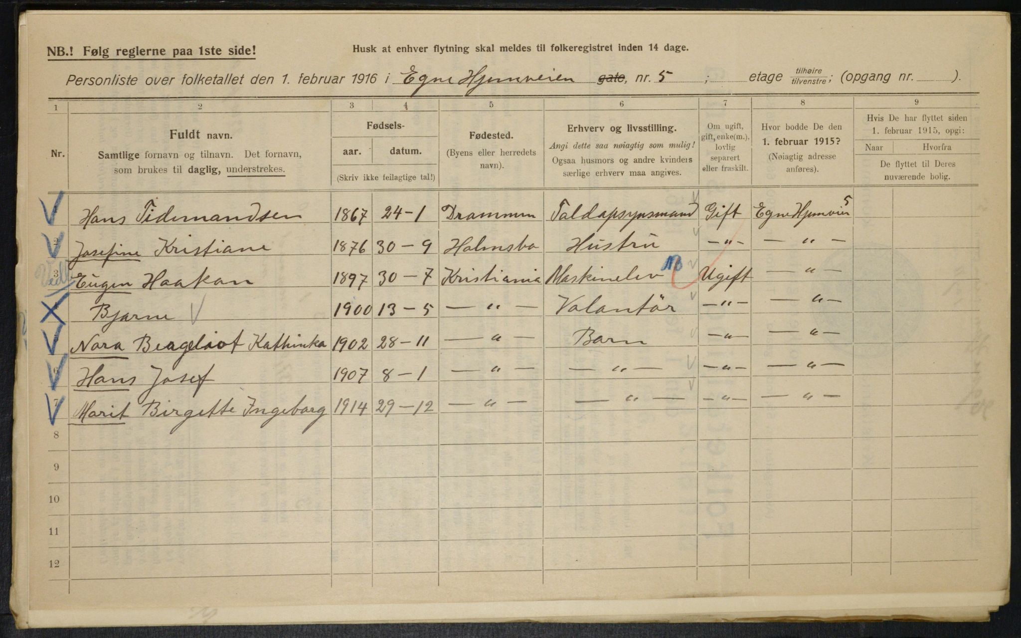 OBA, Municipal Census 1916 for Kristiania, 1916, p. 18991