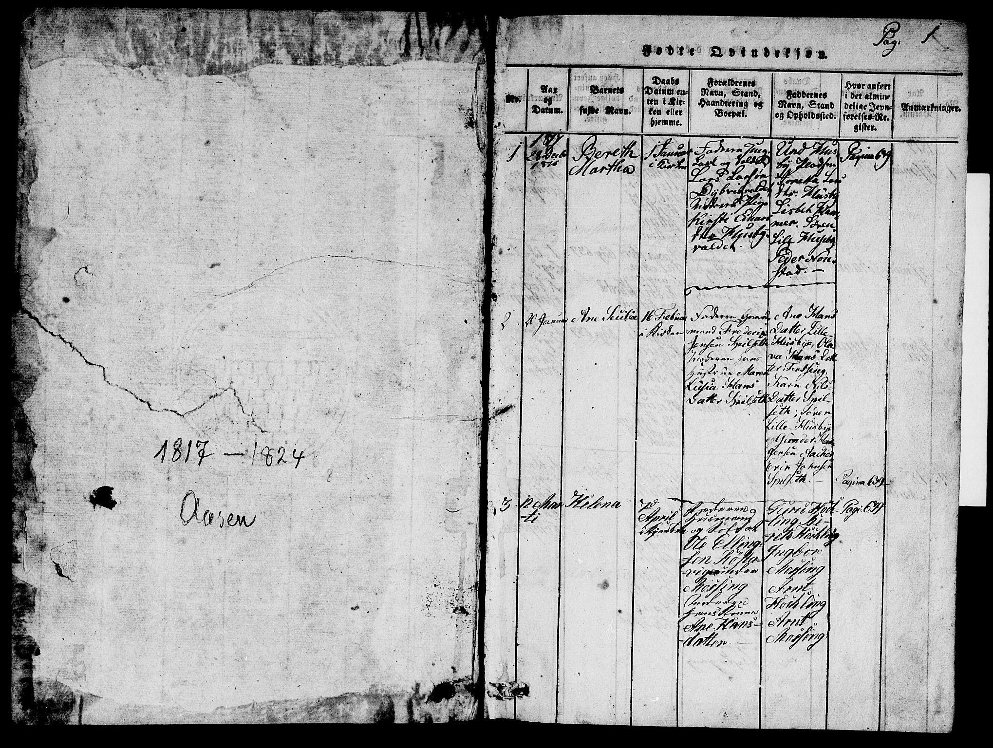 Ministerialprotokoller, klokkerbøker og fødselsregistre - Nord-Trøndelag, AV/SAT-A-1458/714/L0132: Parish register (copy) no. 714C01, 1817-1824, p. 0-1