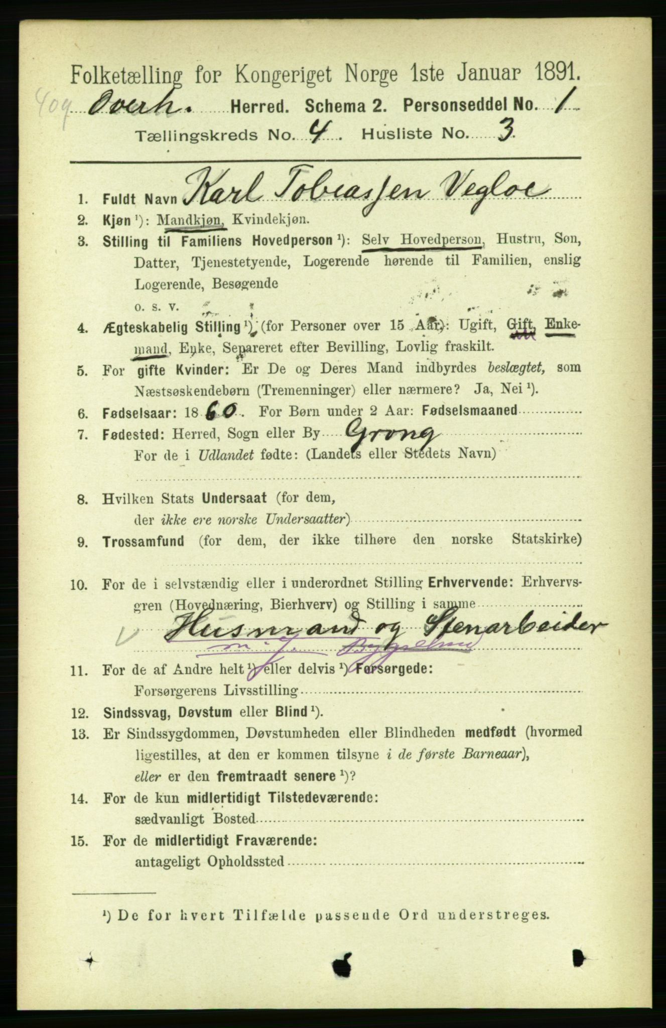 RA, 1891 census for 1744 Overhalla, 1891, p. 1118