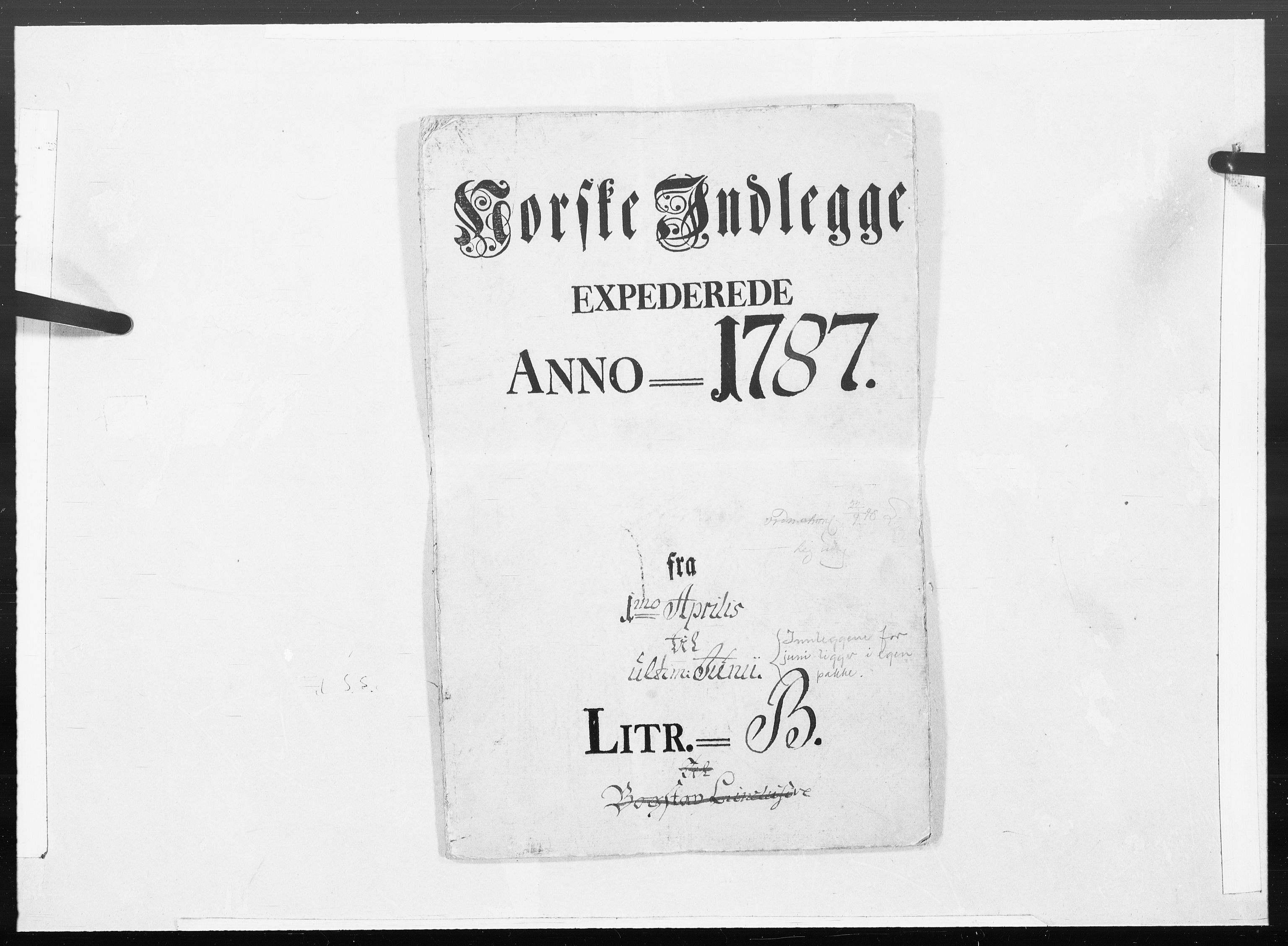 Danske Kanselli 1572-1799, RA/EA-3023/F/Fc/Fcc/Fcca/L0265: Norske innlegg 1572-1799, 1787, p. 1