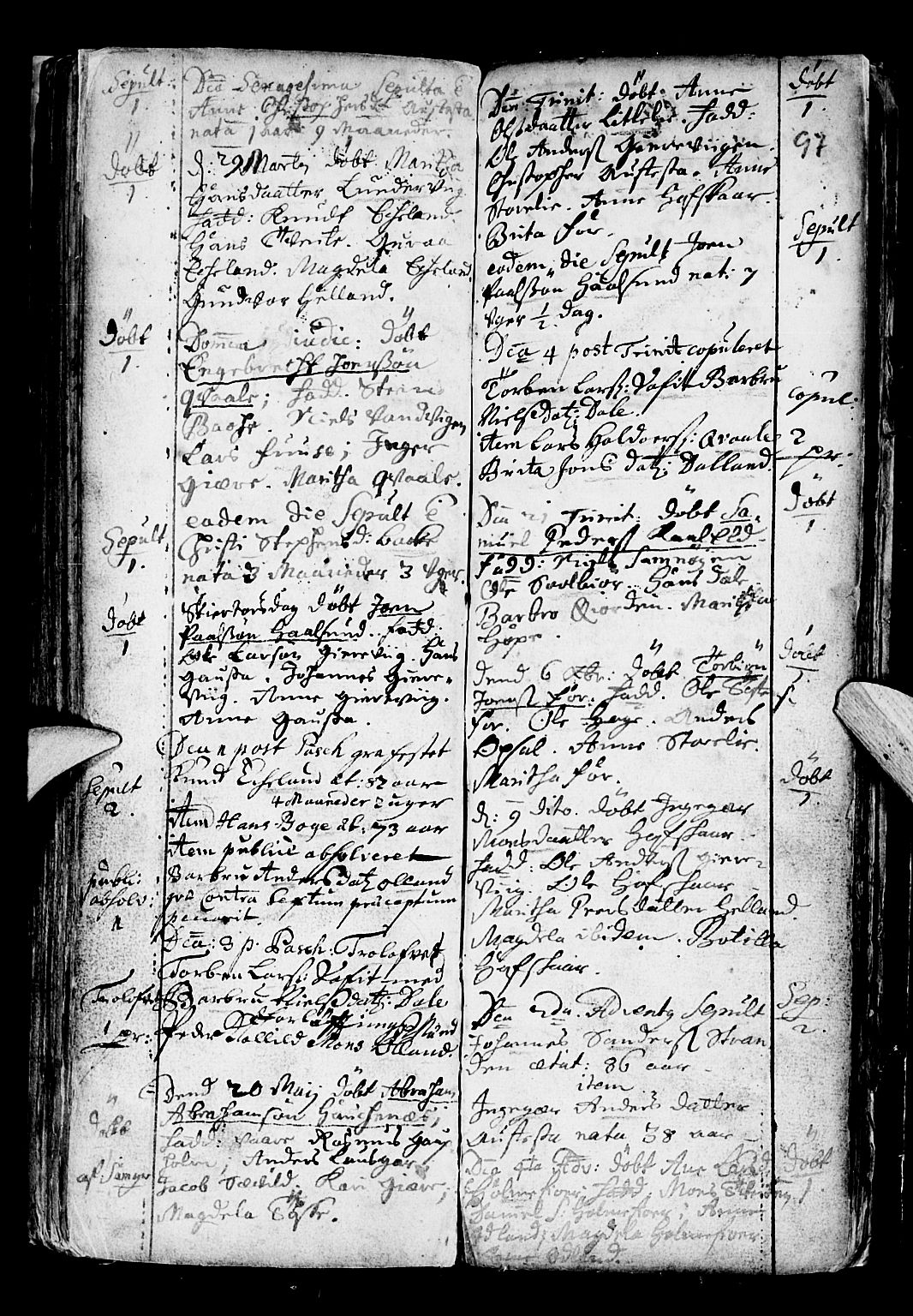 Os sokneprestembete, SAB/A-99929: Parish register (official) no. A 6, 1669-1719, p. 97