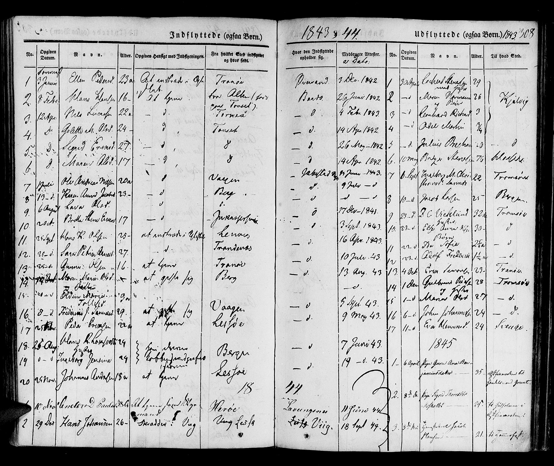 Ibestad sokneprestembete, SATØ/S-0077/H/Ha/Haa/L0006kirke: Parish register (official) no. 6, 1837-1850, p. 308
