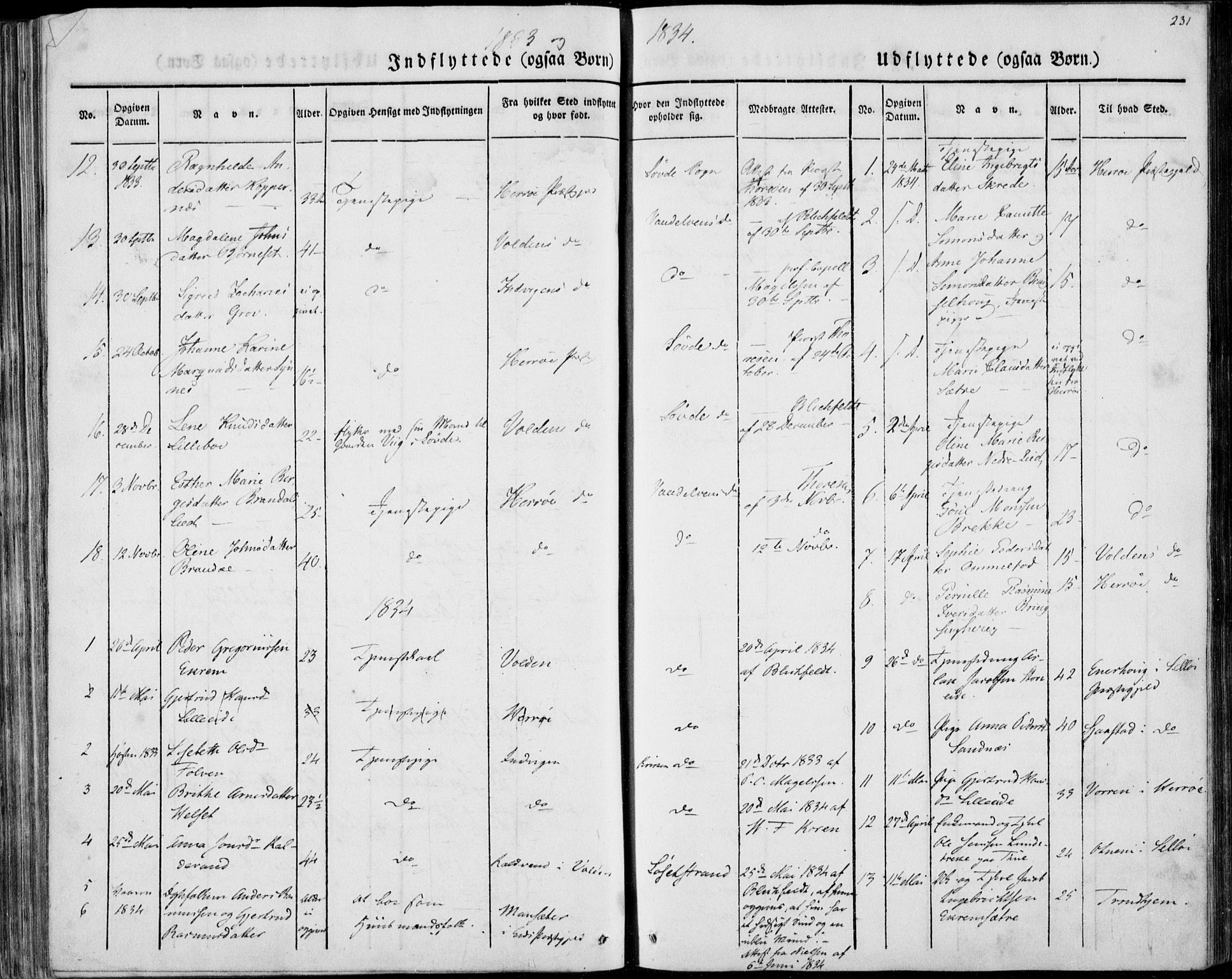 Ministerialprotokoller, klokkerbøker og fødselsregistre - Møre og Romsdal, AV/SAT-A-1454/501/L0005: Parish register (official) no. 501A05, 1831-1844, p. 231