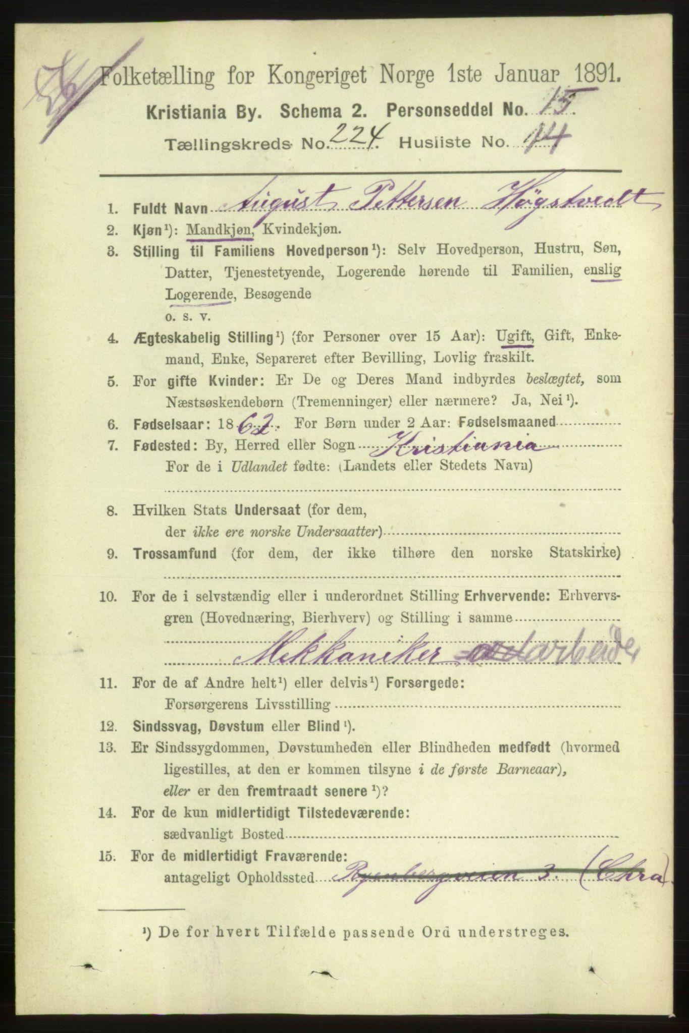 RA, 1891 census for 0301 Kristiania, 1891, p. 135760