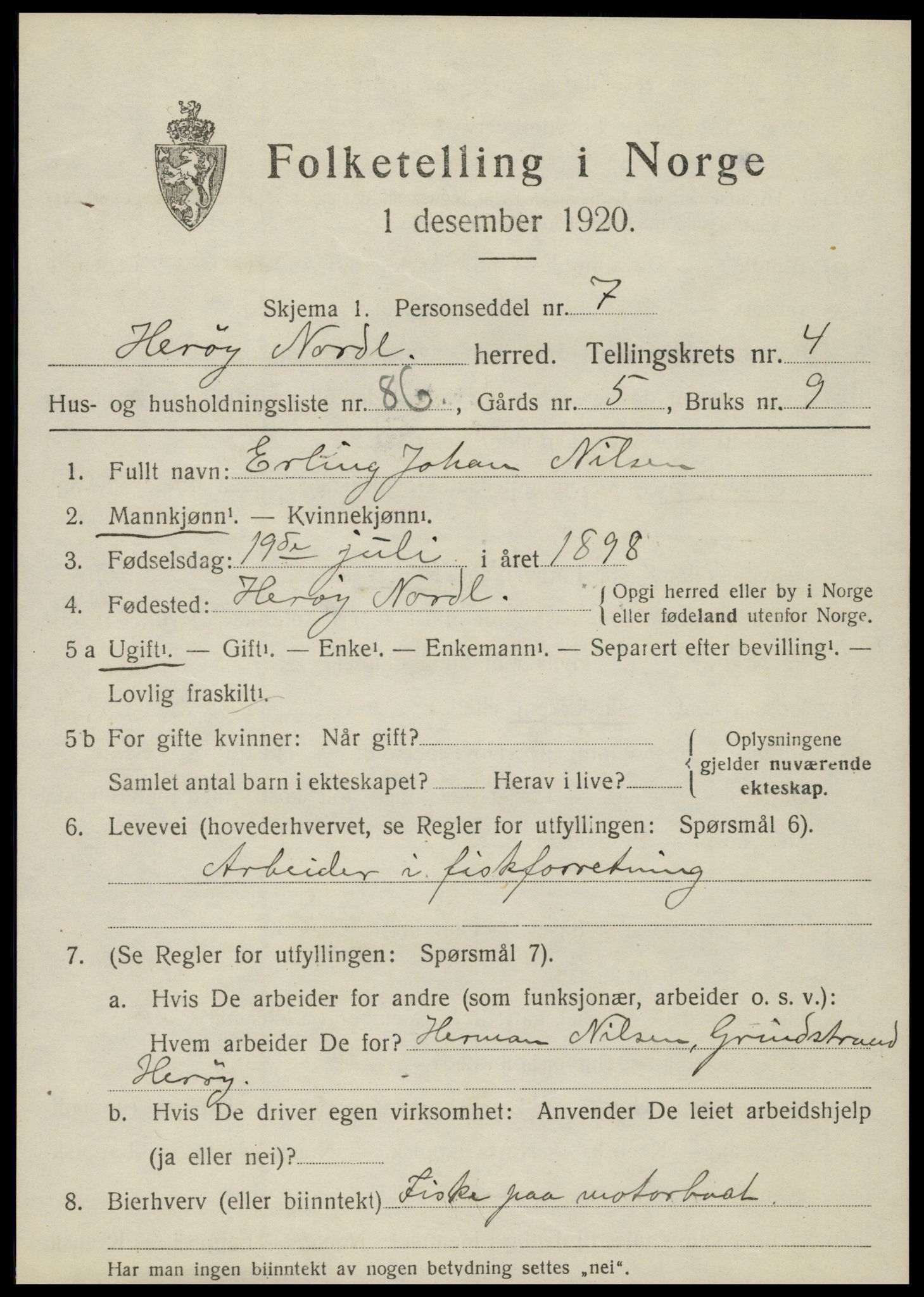 SAT, 1920 census for Herøy, 1920, p. 3426