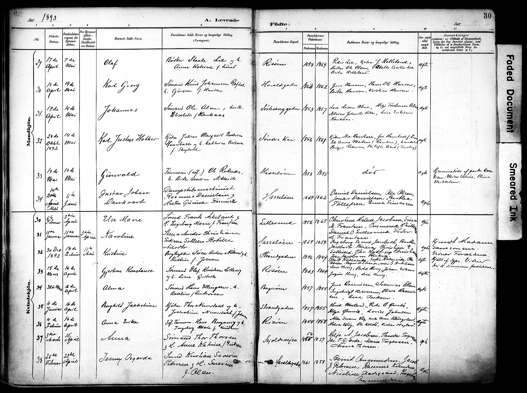 Haugesund sokneprestkontor, AV/SAST-A -101863/H/Ha/Haa/L0006: Parish register (official) no. A 6, 1891-1907, p. 30