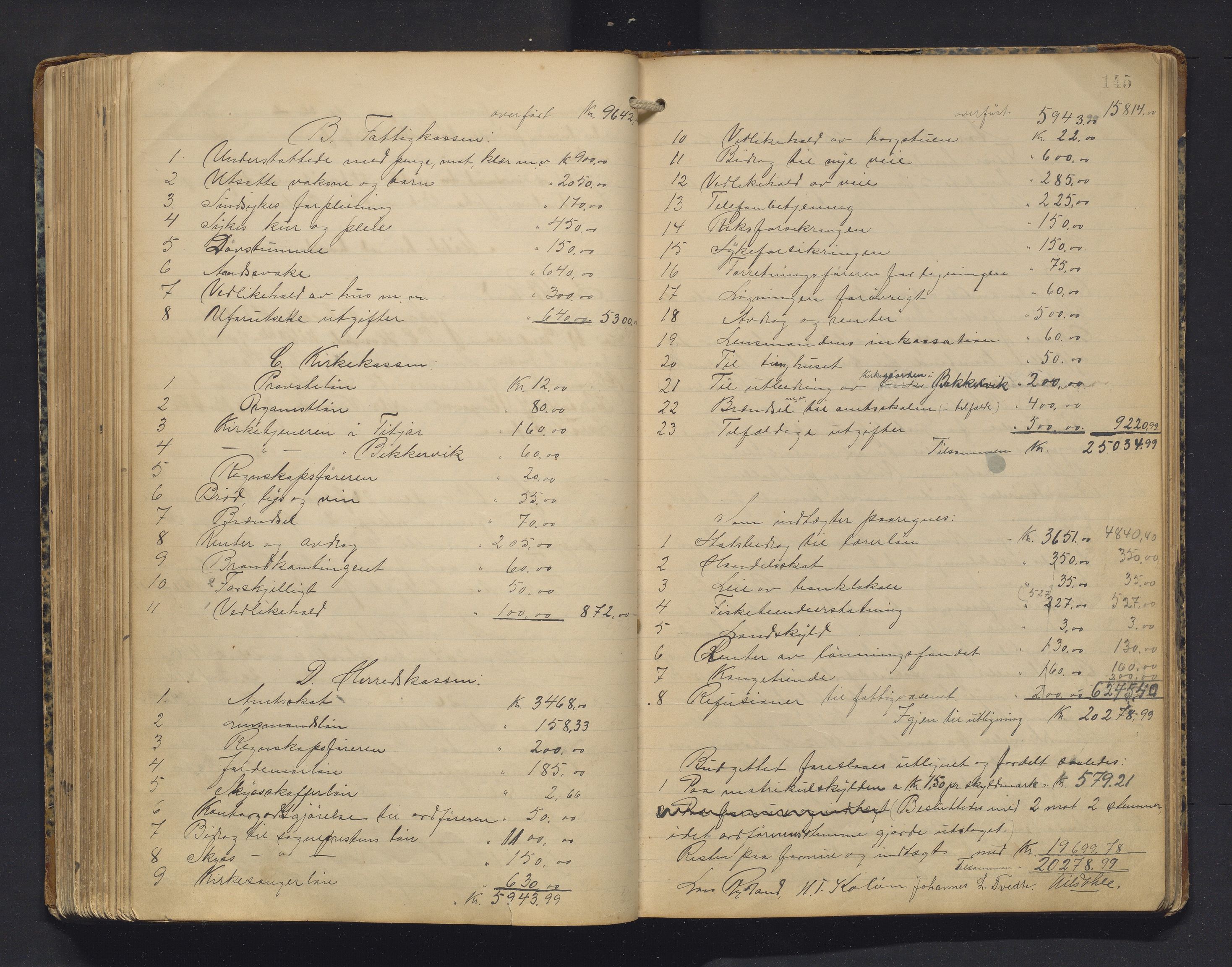 Fitjar kommune. Formannskapet, IKAH/1222-021/A/Aa/L0003: Møtebok for formannskap og heradsstyre, 1905-1919, p. 145