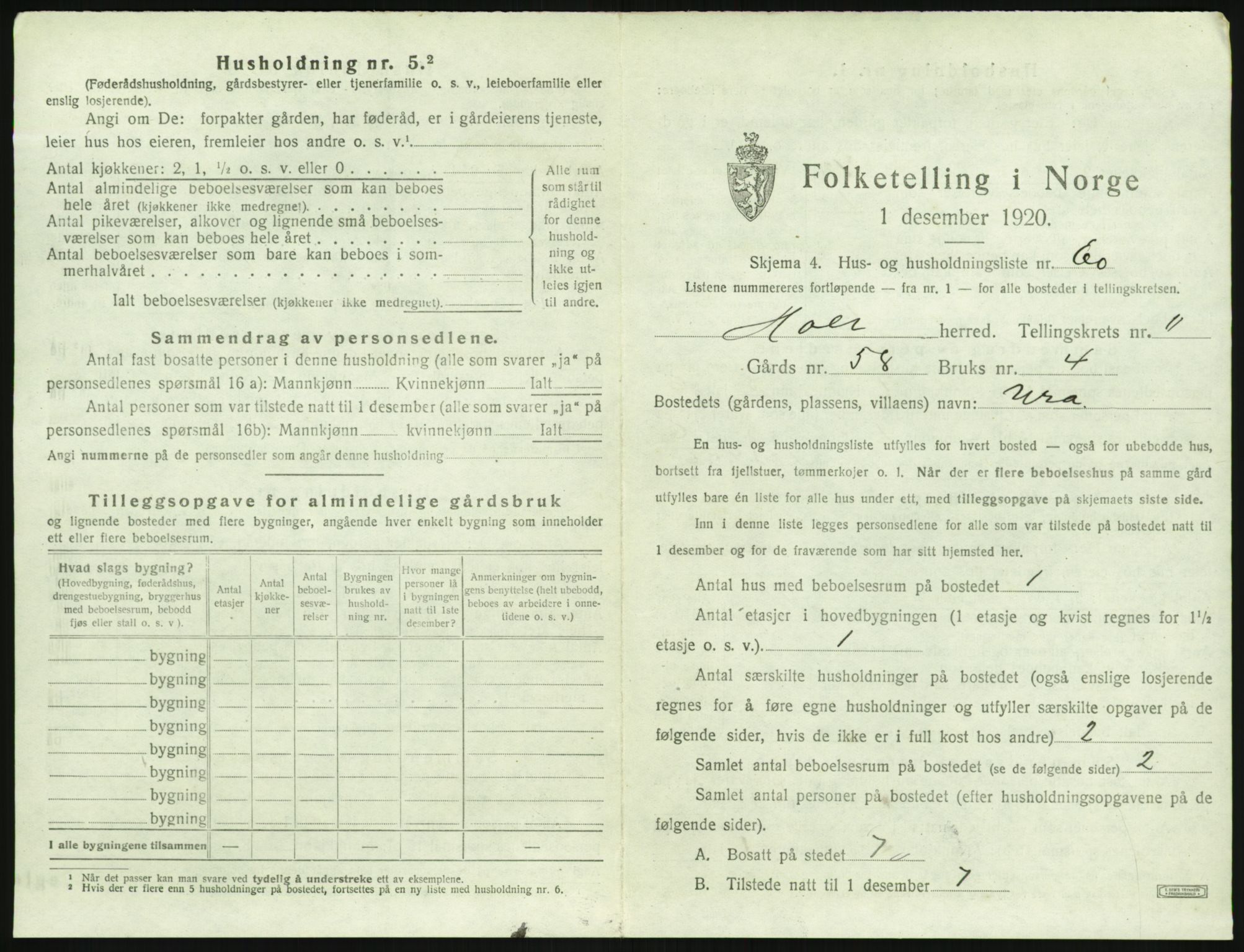 SAK, 1920 census for Holt, 1920, p. 1150