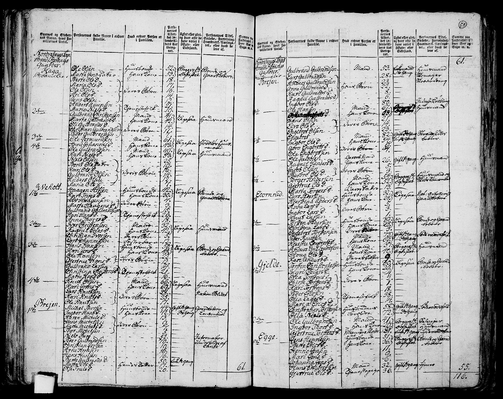 RA, 1801 census for 0613P Norderhov, 1801, p. 50b-51a