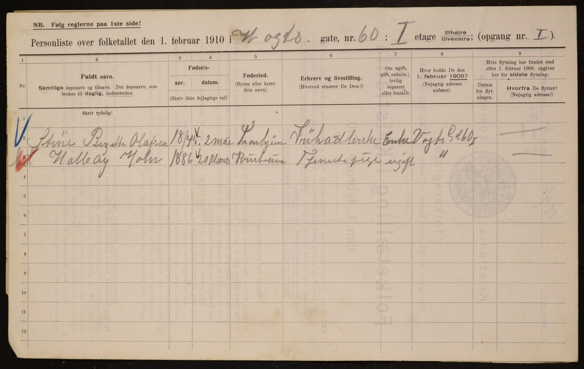 OBA, Municipal Census 1910 for Kristiania, 1910, p. 118876