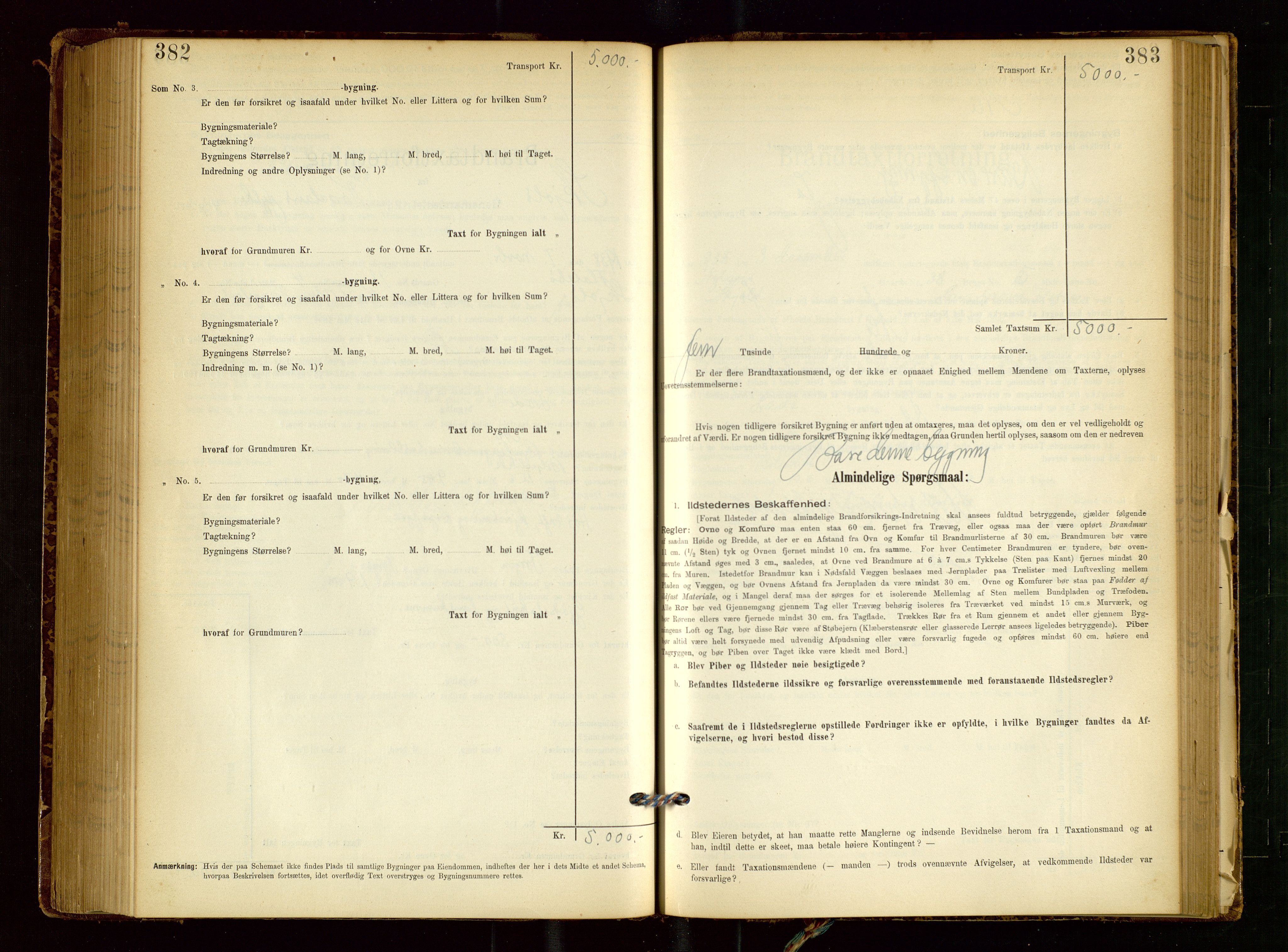 Skjold lensmannskontor, AV/SAST-A-100182/Gob/L0001: "Brandtaxationsprotokol for Skjold Lensmandsdistrikt Ryfylke Fogderi", 1894-1939, p. 382-383