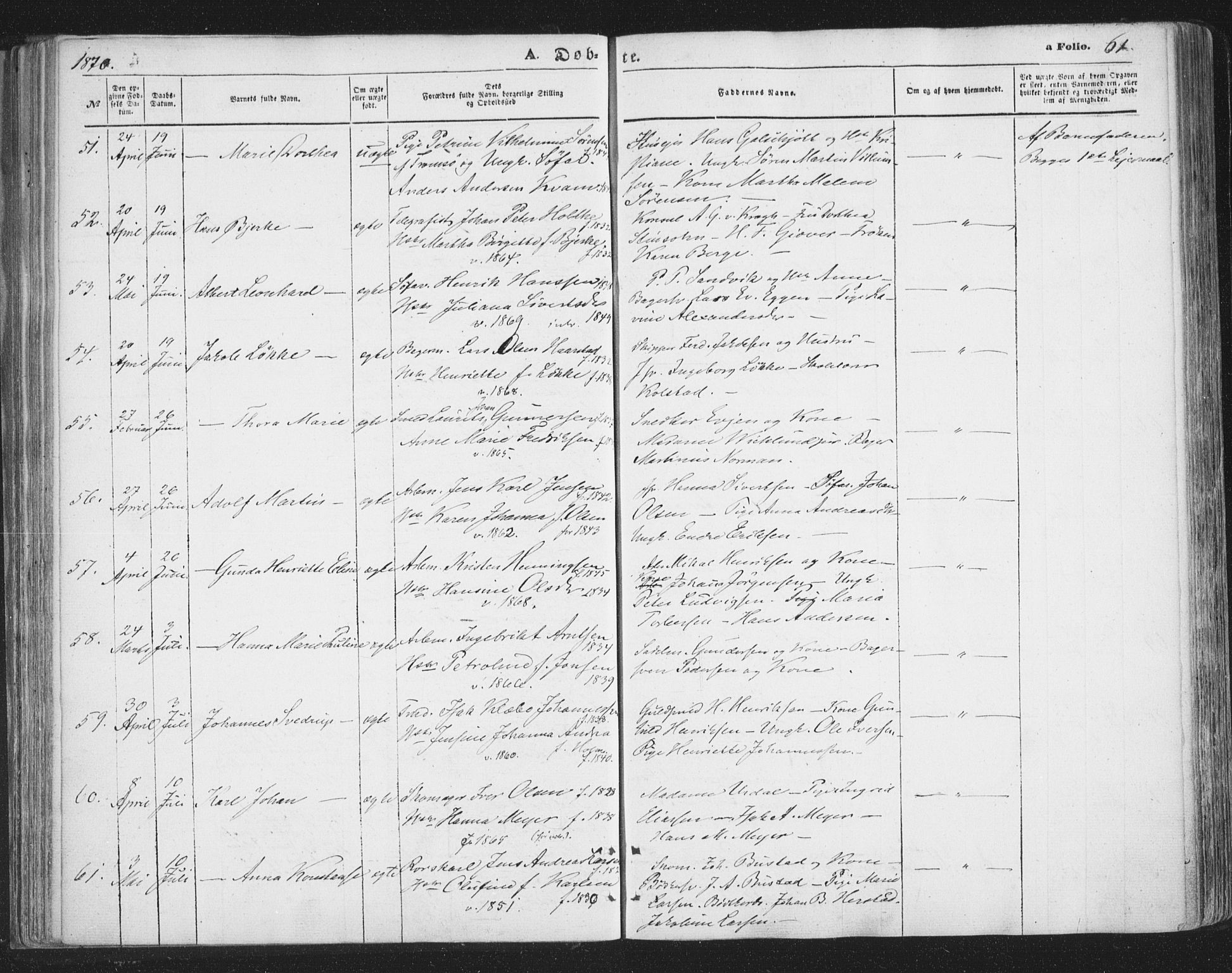 Tromsø sokneprestkontor/stiftsprosti/domprosti, SATØ/S-1343/G/Ga/L0012kirke: Parish register (official) no. 12, 1865-1871, p. 61