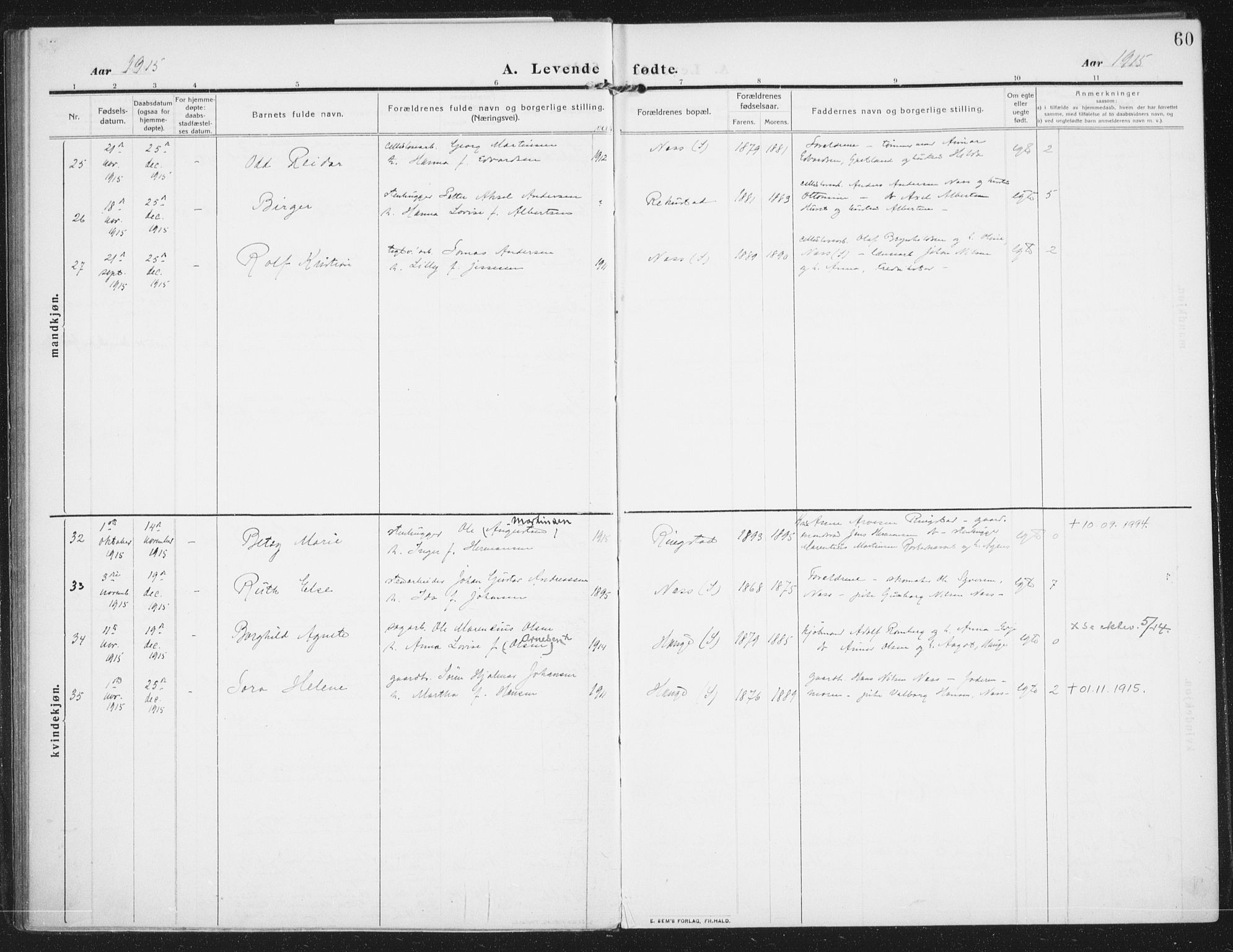 Rolvsøy prestekontor Kirkebøker, AV/SAO-A-2004/F/Fa/L0002: Parish register (official) no. 2, 1909-1917, p. 60