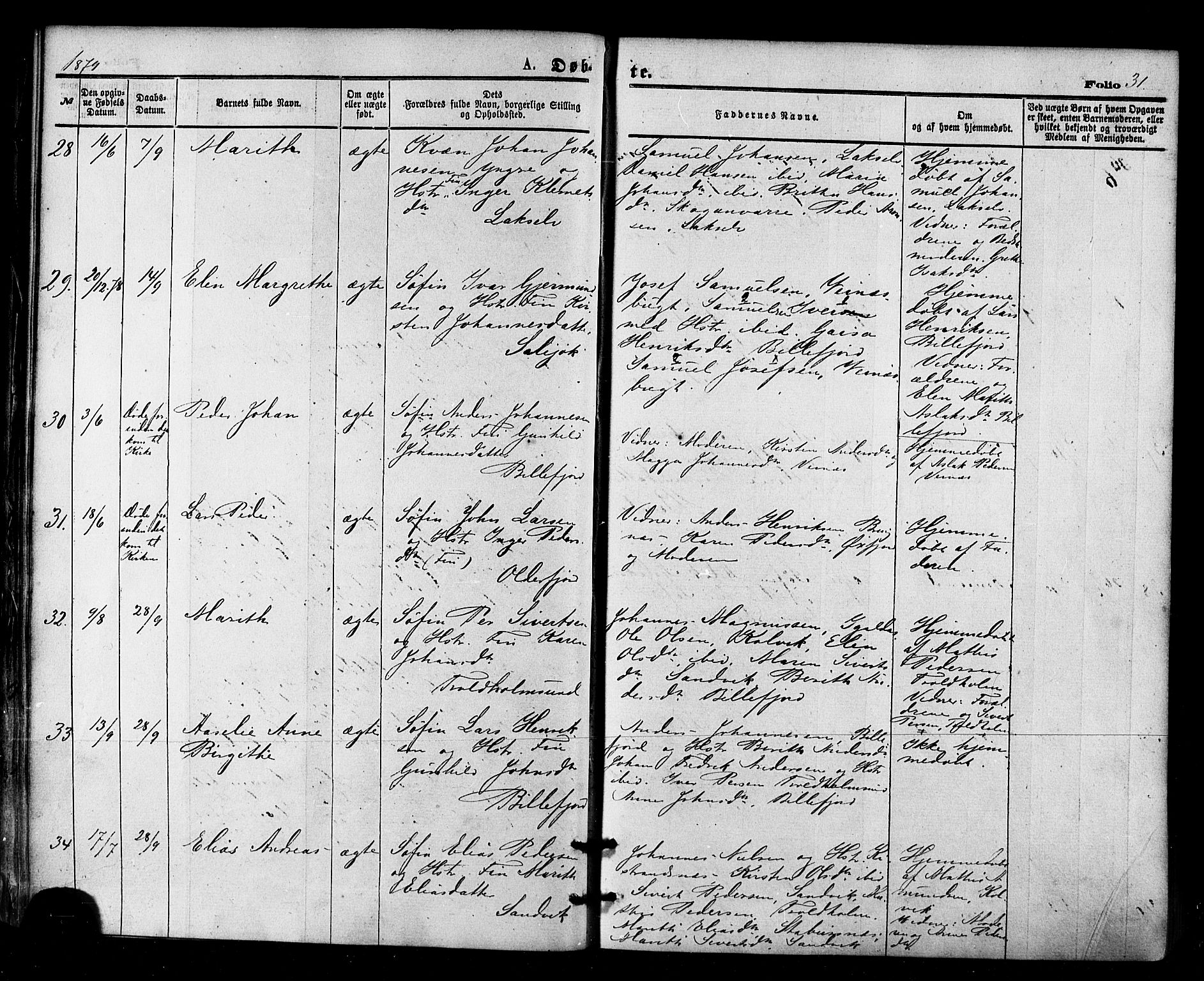 Kistrand/Porsanger sokneprestembete, AV/SATØ-S-1351/H/Ha/L0006.kirke: Parish register (official) no. 6, 1875-1880, p. 31