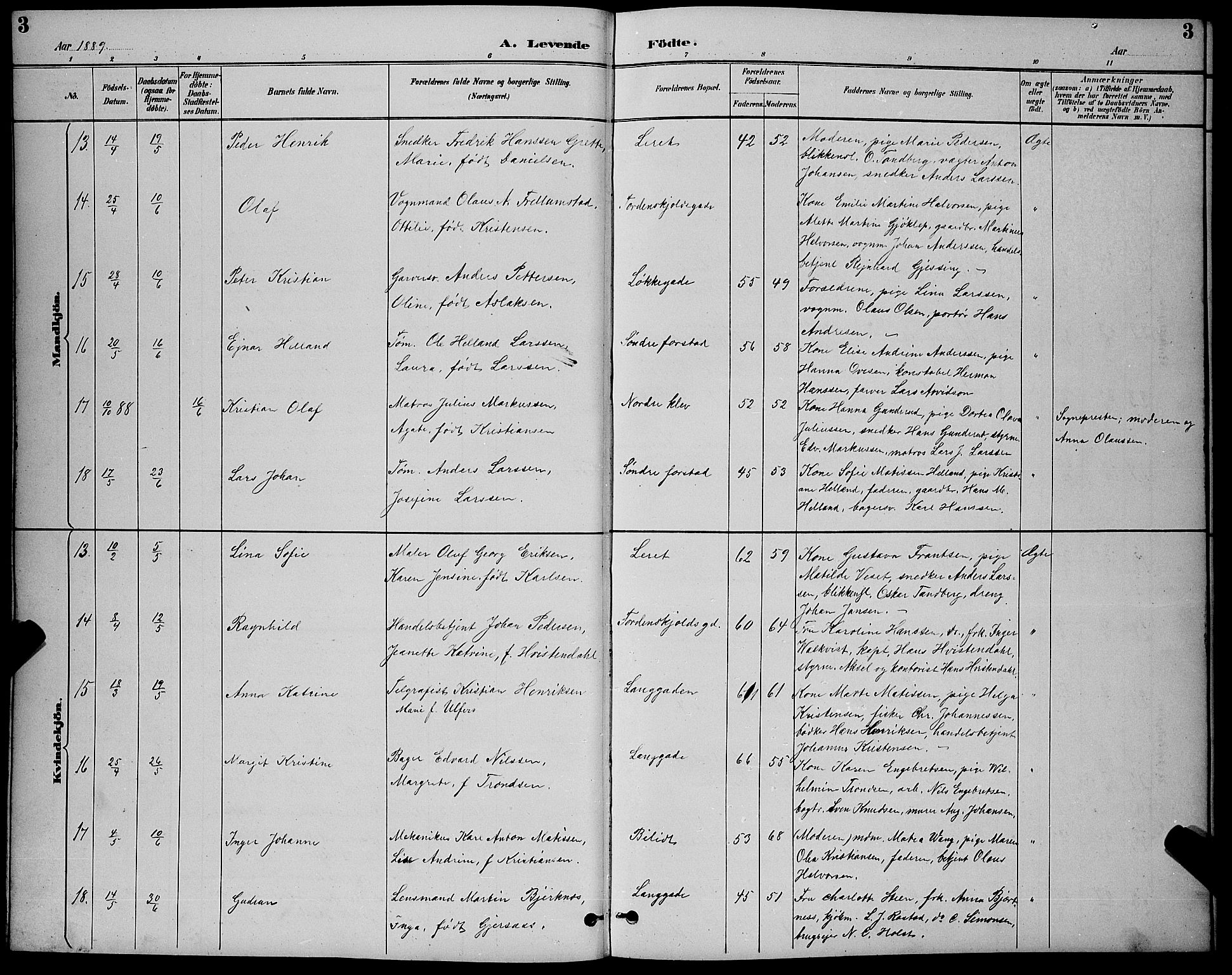 Holmestrand kirkebøker, AV/SAKO-A-346/G/Ga/L0005: Parish register (copy) no. 5, 1889-1901, p. 3