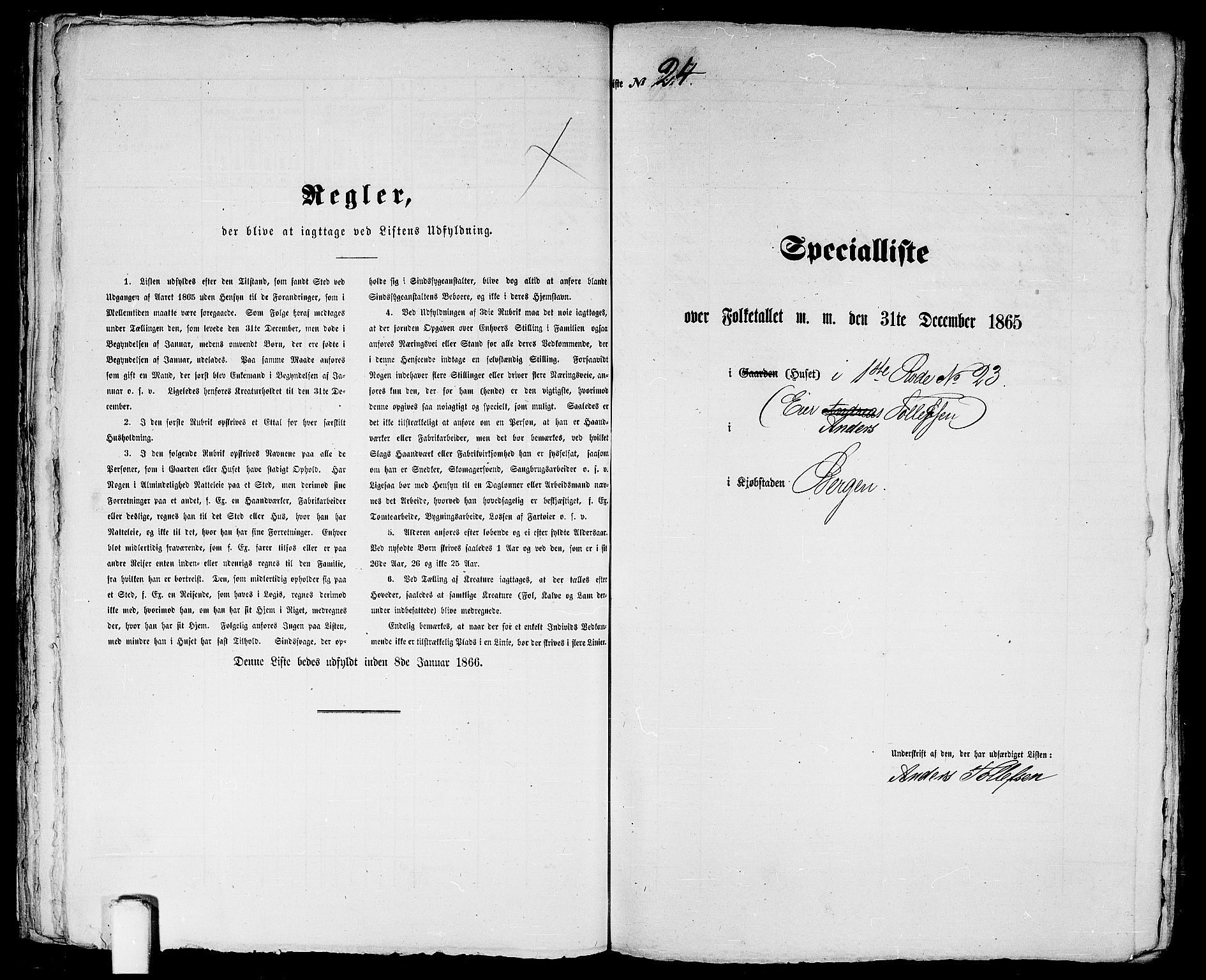 RA, 1865 census for Bergen, 1865, p. 90