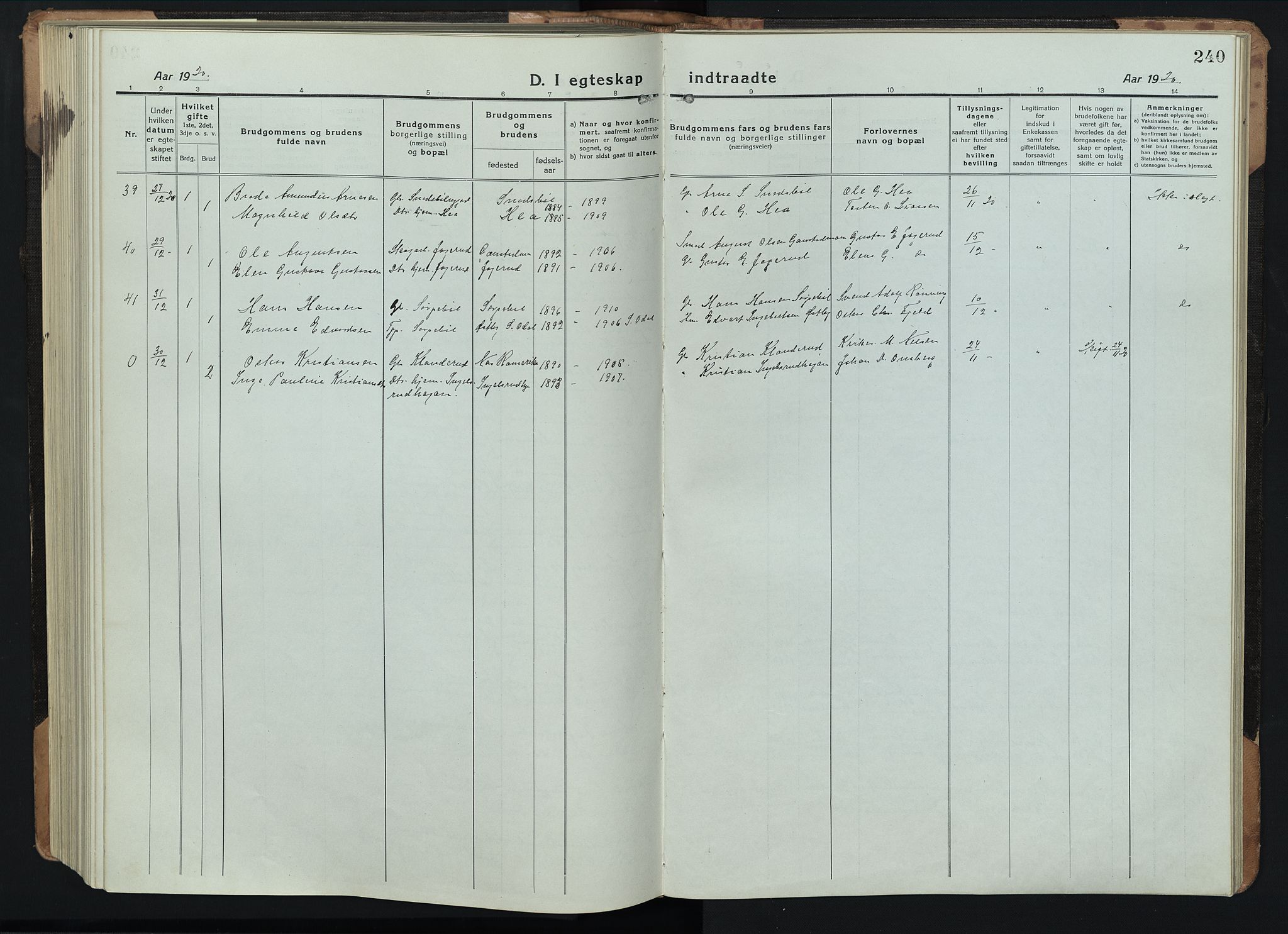 Eidskog prestekontor, AV/SAH-PREST-026/H/Ha/Hab/L0005: Parish register (copy) no. 5, 1916-1946, p. 240