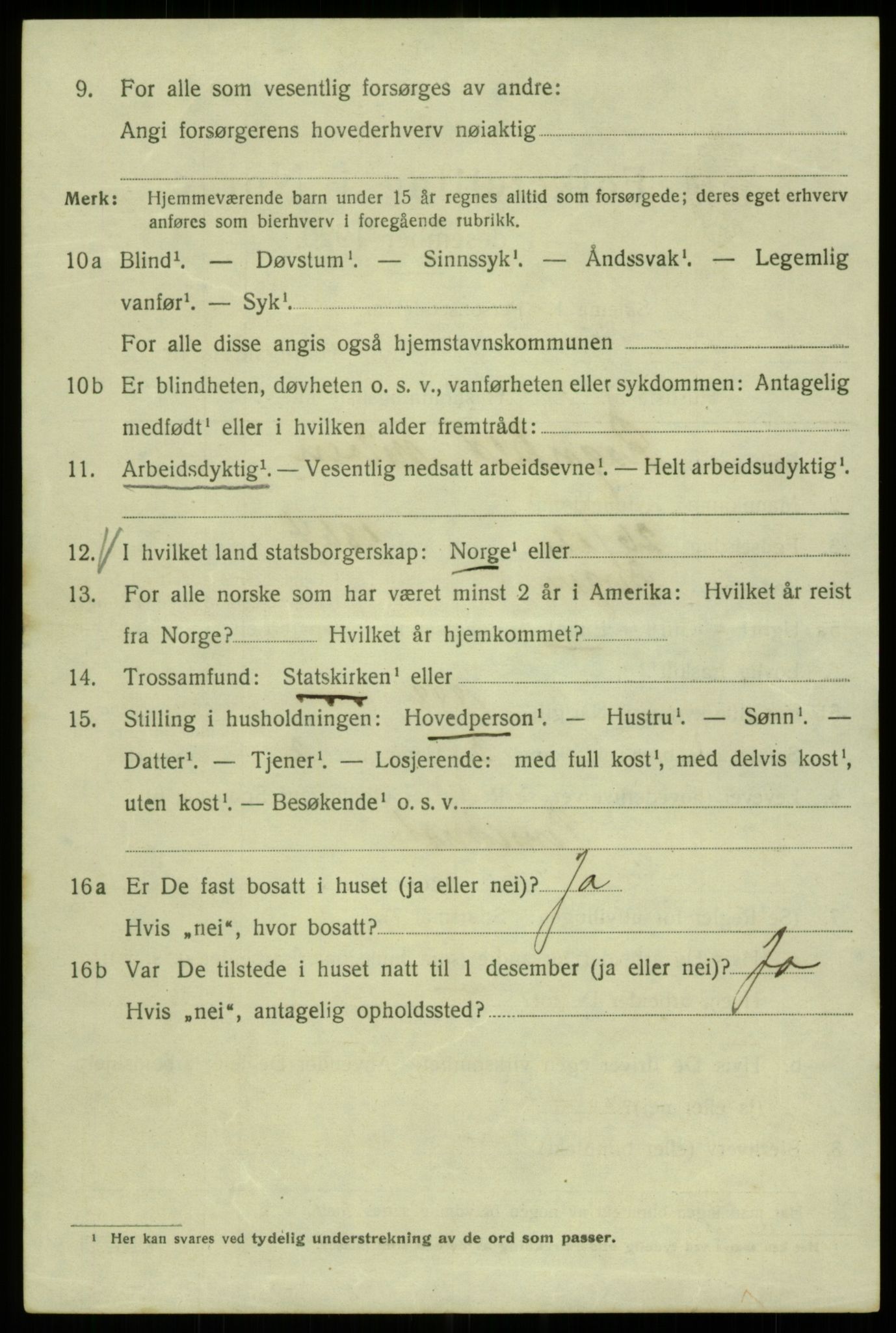 SAB, 1920 census for Bergen, 1920, p. 96111