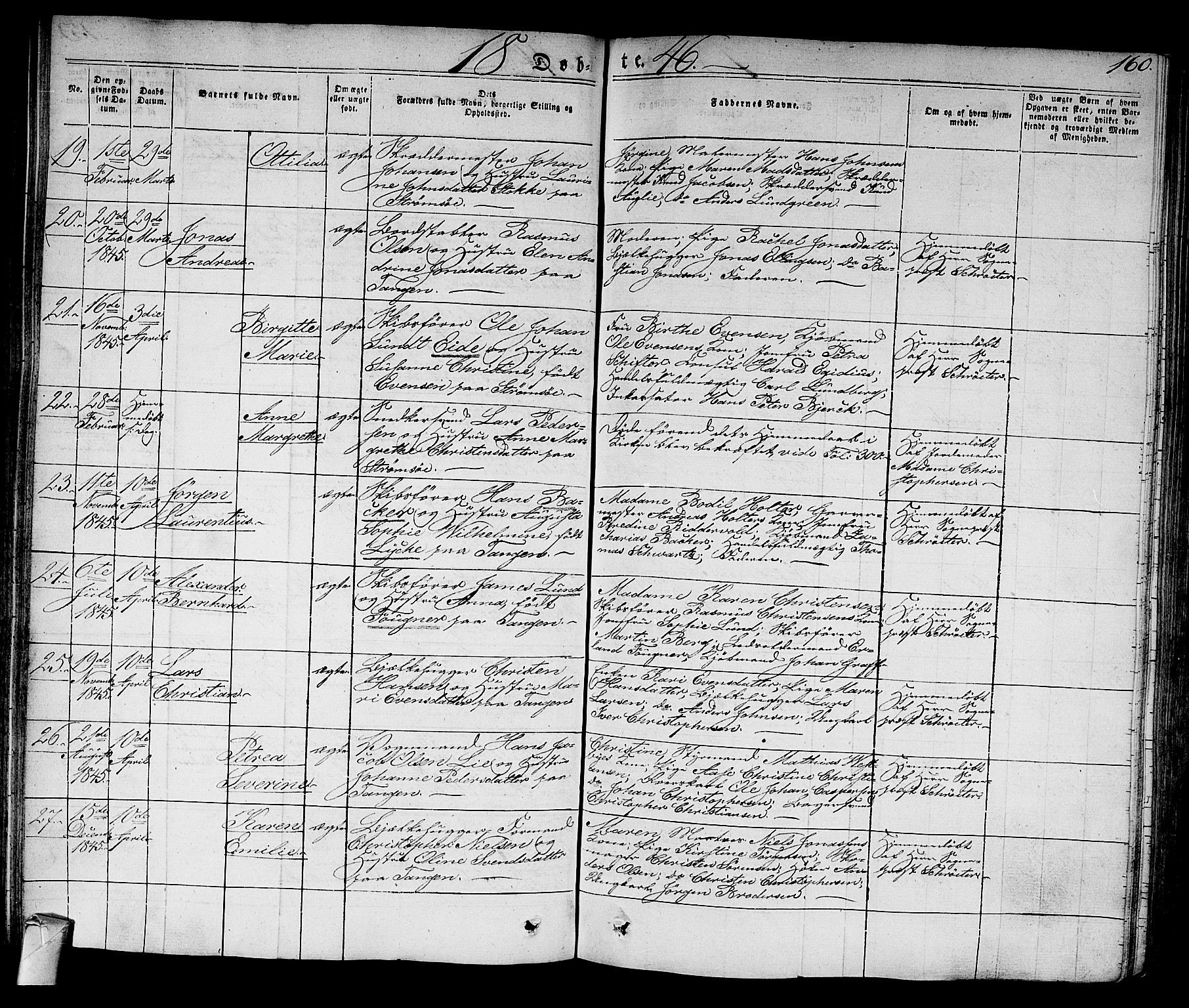 Strømsø kirkebøker, AV/SAKO-A-246/F/Fa/L0012: Parish register (official) no. I 12, 1830-1847, p. 160