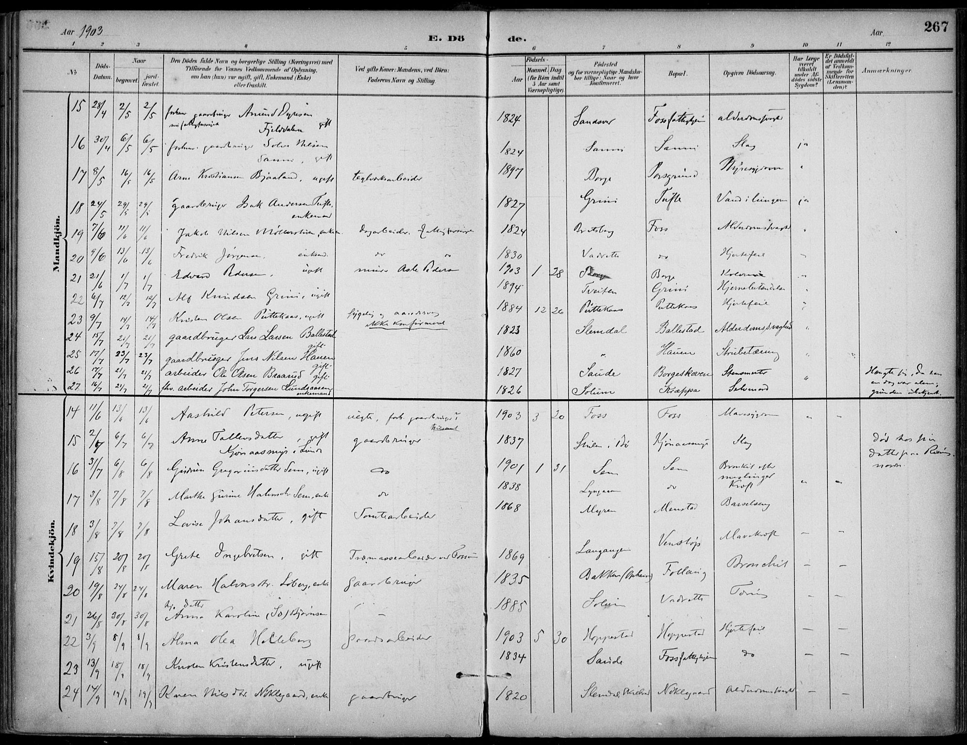 Gjerpen kirkebøker, SAKO/A-265/F/Fa/L0011: Parish register (official) no. I 11, 1896-1904, p. 267