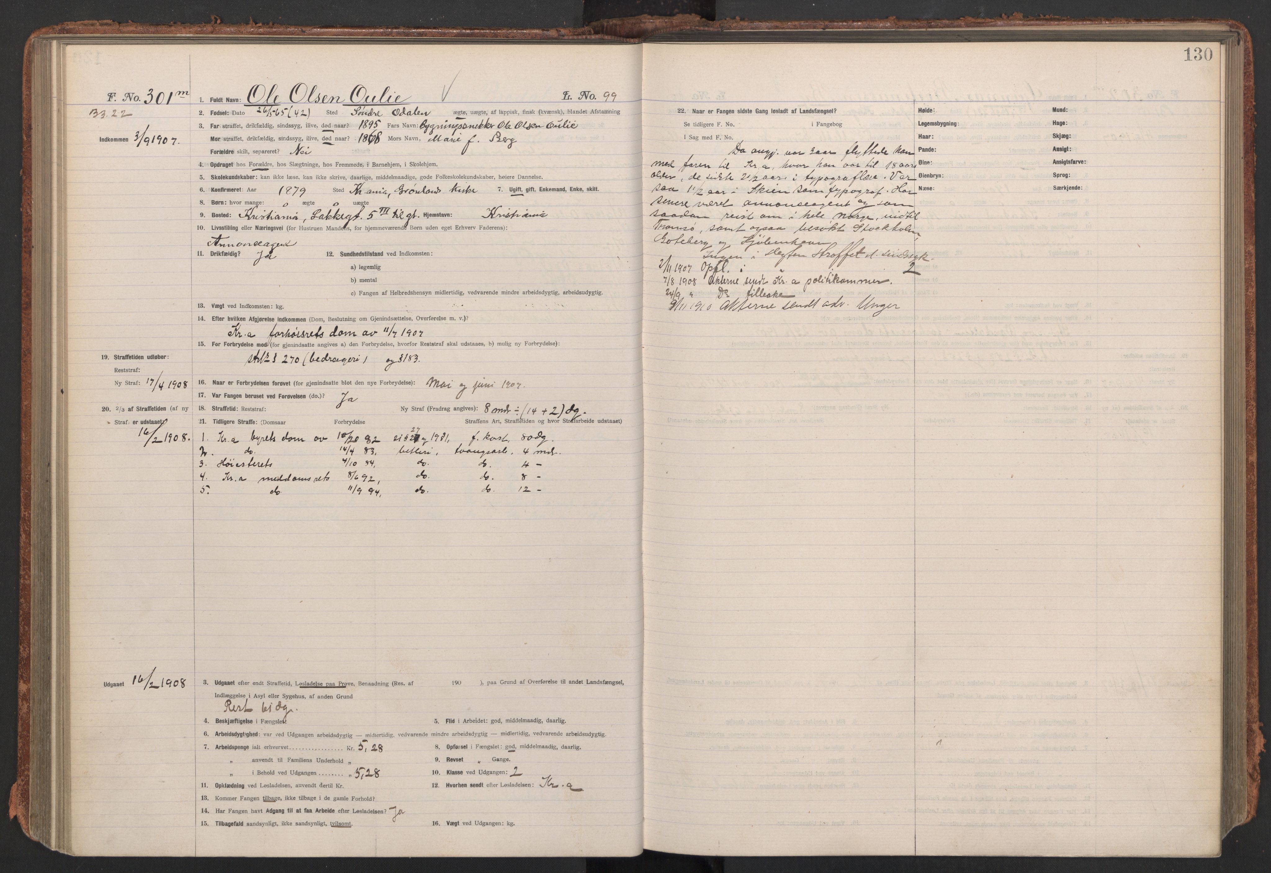 Botsfengslet, AV/RA-S-1539/D/Db/Dbb/L0041: 172m - 530m, 1907-1908, p. 130