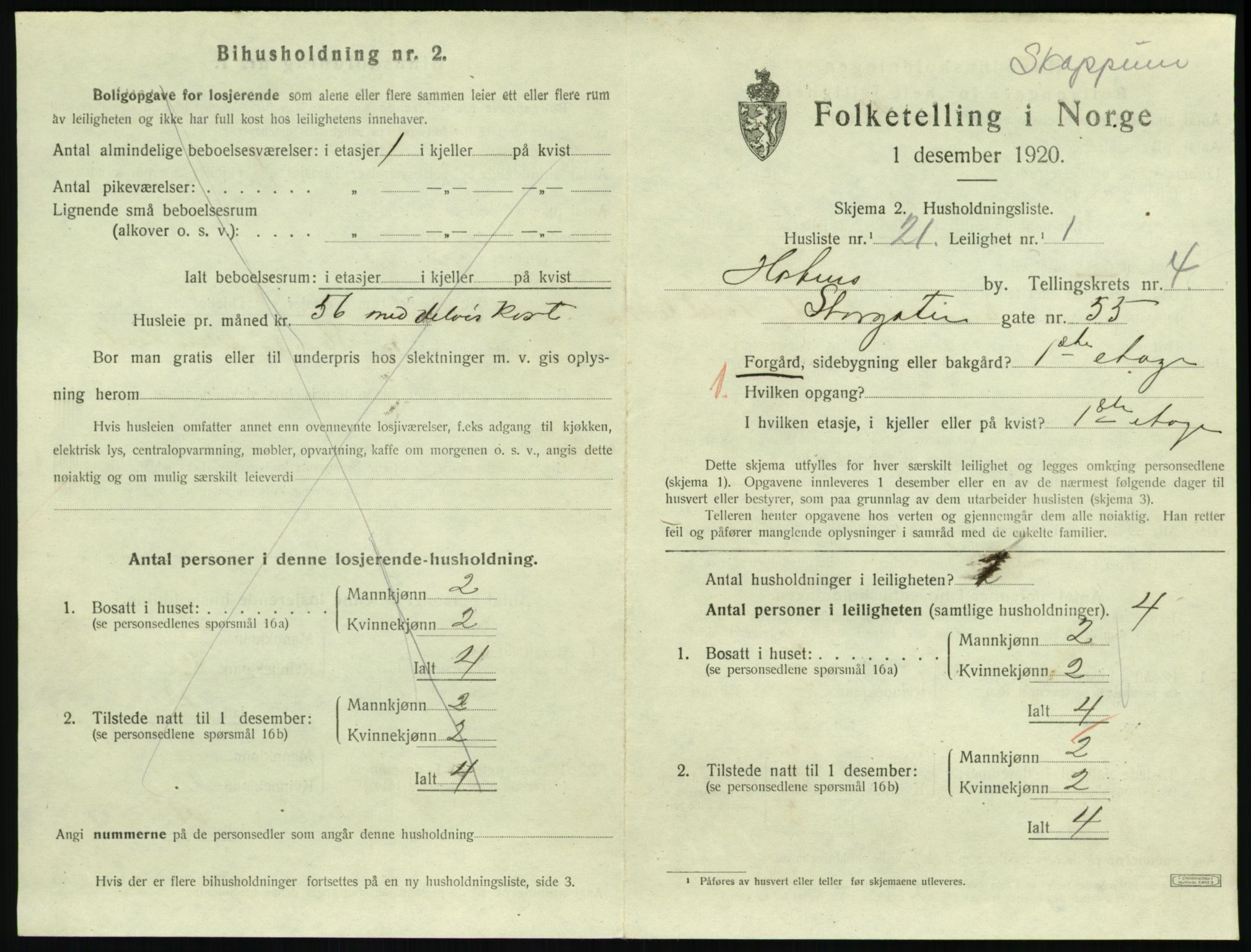 SAKO, 1920 census for Horten, 1920, p. 4895