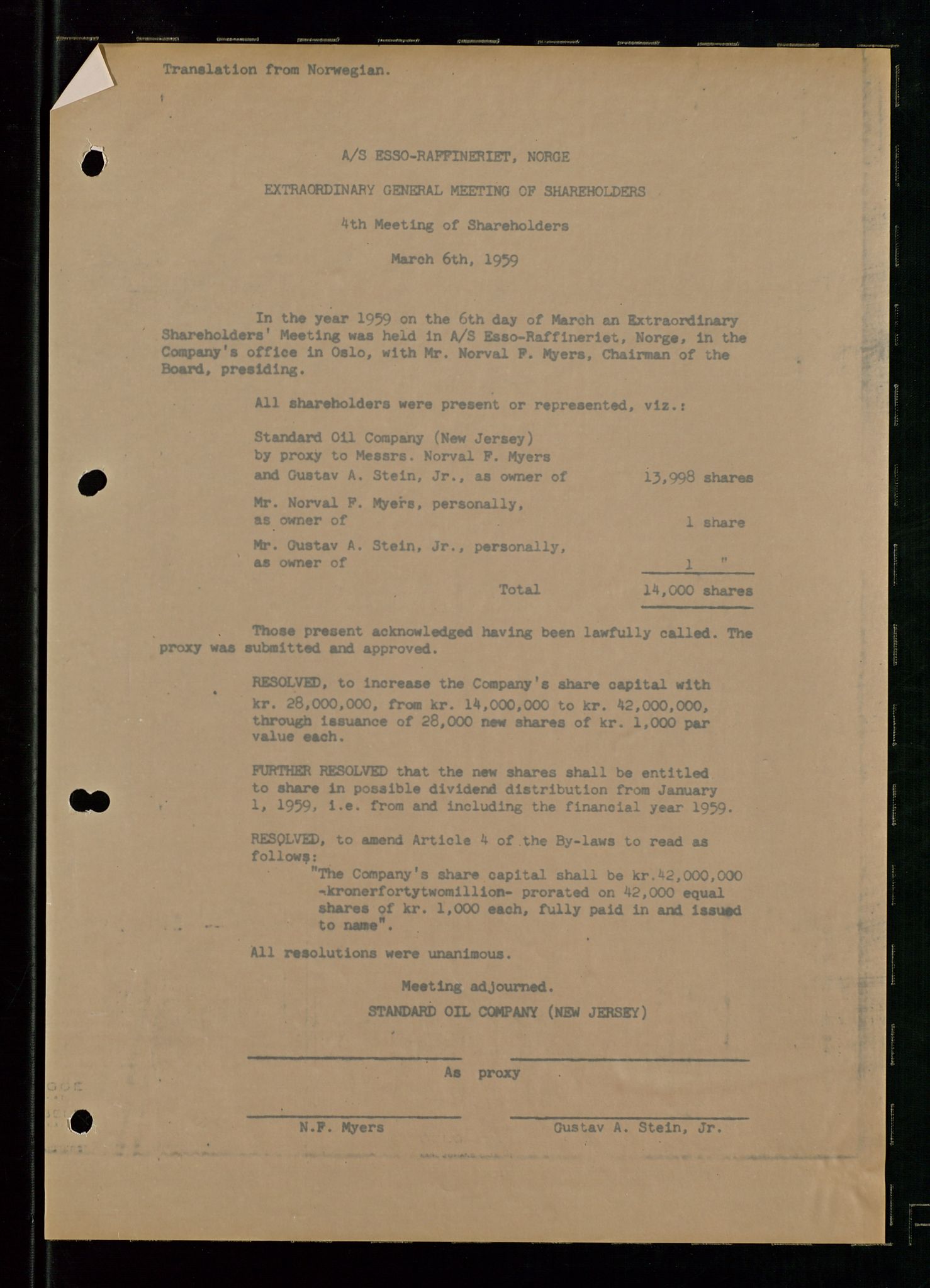 PA 1537 - A/S Essoraffineriet Norge, AV/SAST-A-101957/A/Aa/L0002/0001: Styremøter / Shareholder meetings, Board meeting minutes, 1957-1961, p. 32