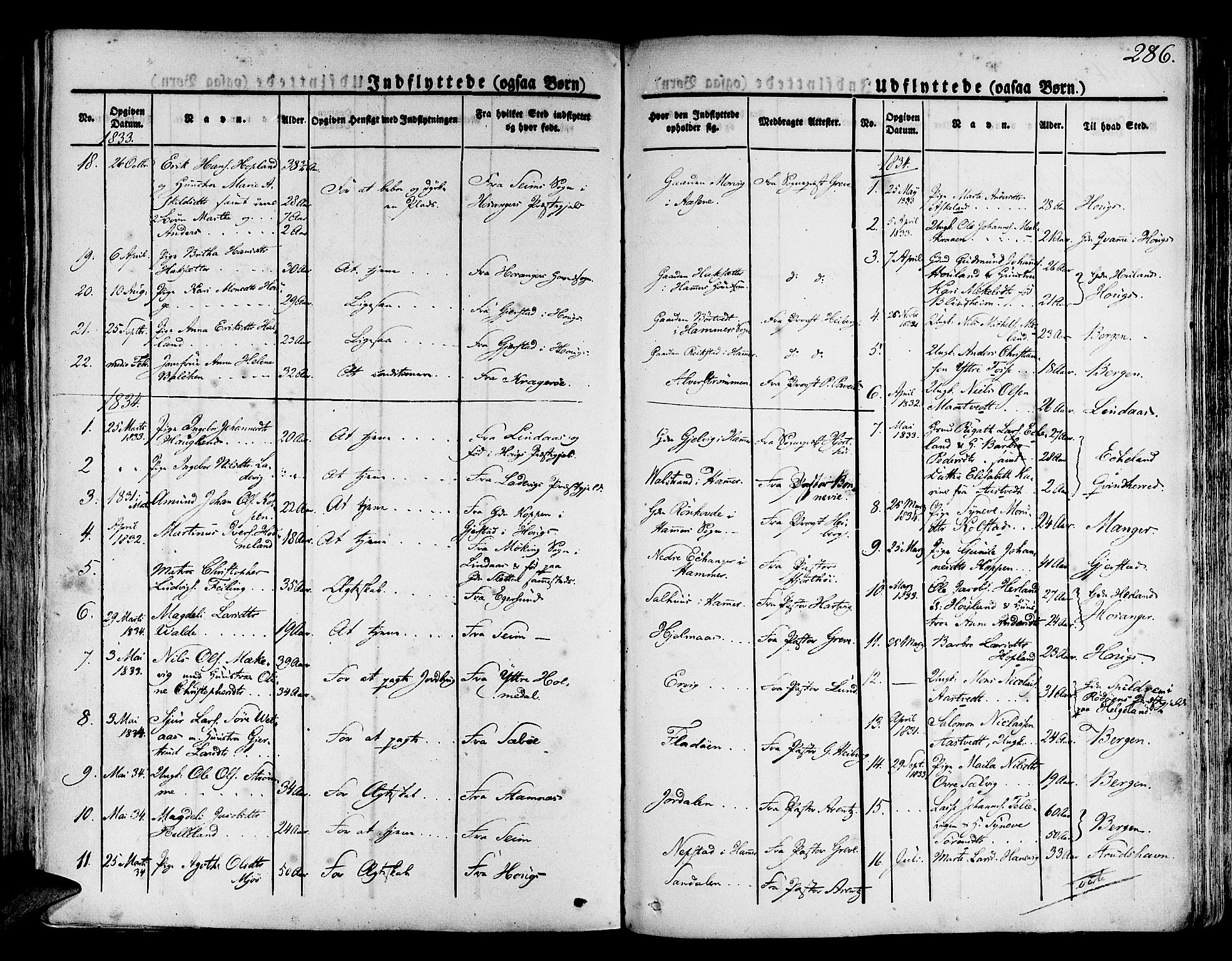 Hamre sokneprestembete, SAB/A-75501/H/Ha/Haa/Haaa/L0011: Parish register (official) no. A 11, 1826-1834, p. 286