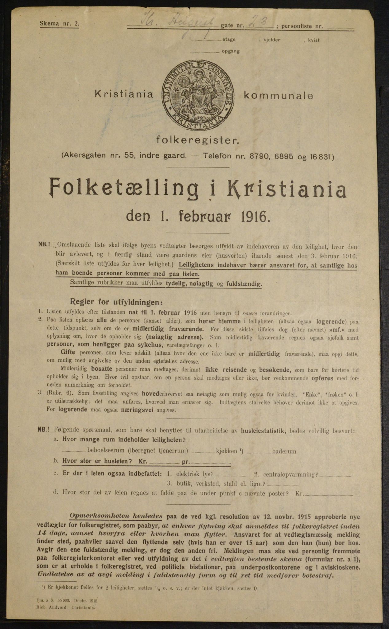 OBA, Municipal Census 1916 for Kristiania, 1916, p. 55278