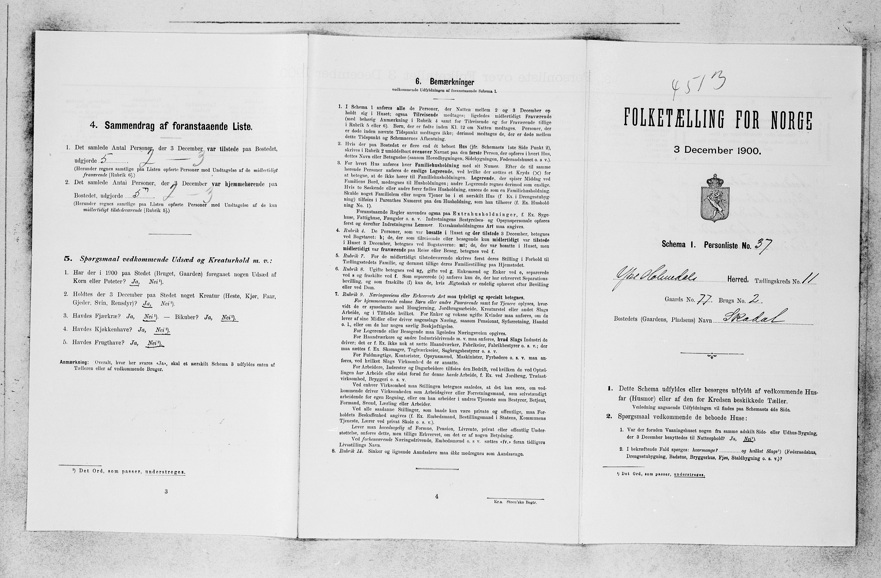 SAB, 1900 census for Ytre Holmedal, 1900, p. 891