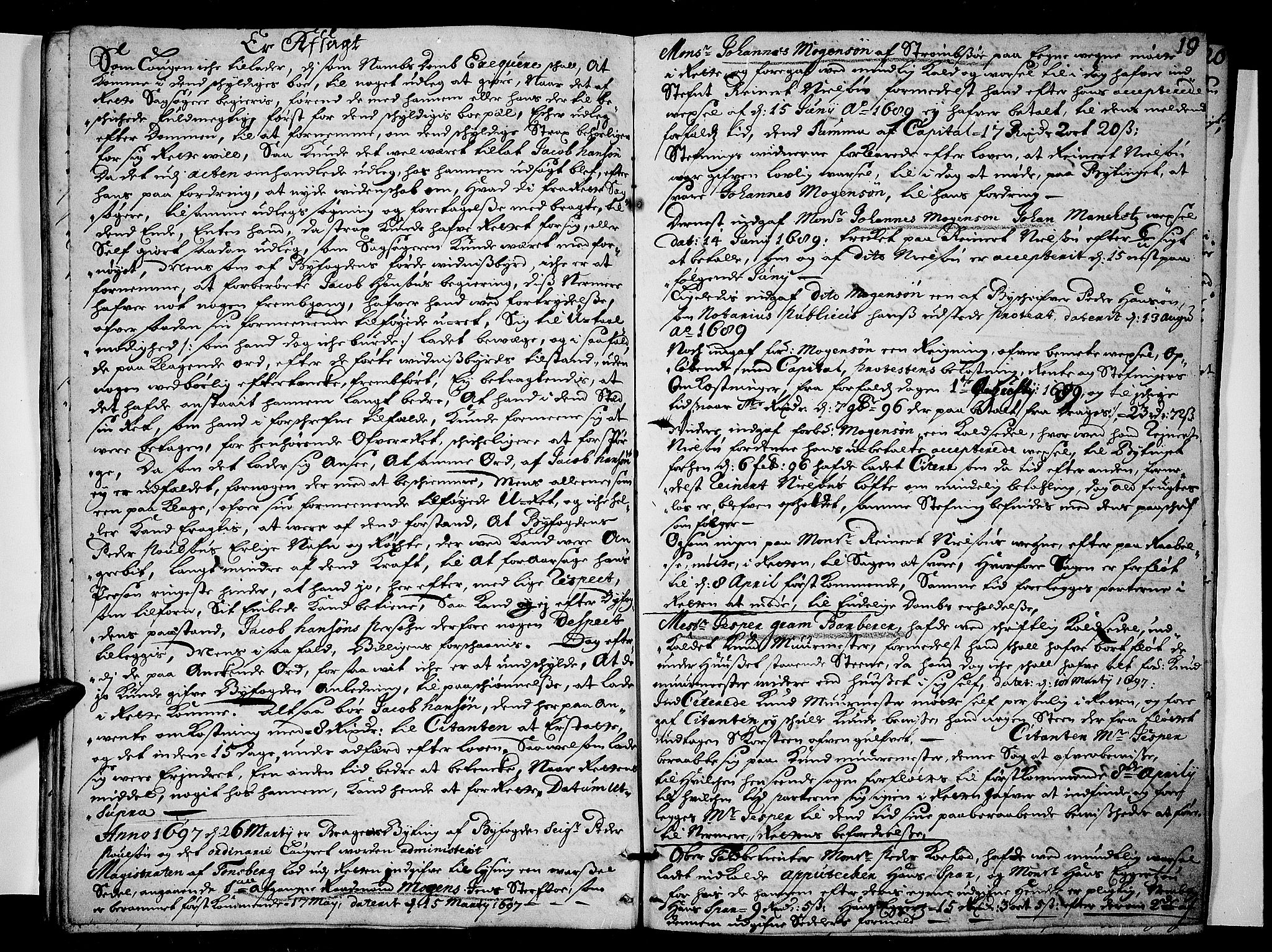 Drammen byfogd, AV/SAKO-A-222/F/Fa/L0026: Tingbok for Bragernes, 1697-1698, p. 18b-19a