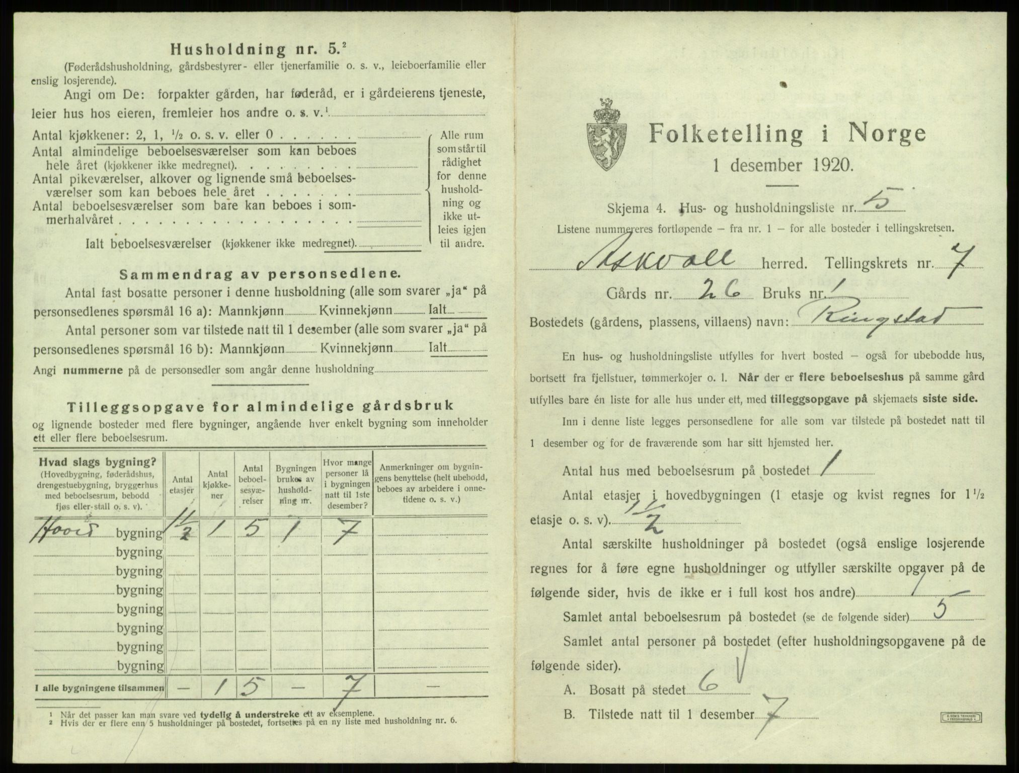 SAB, 1920 census for Askvoll, 1920, p. 375