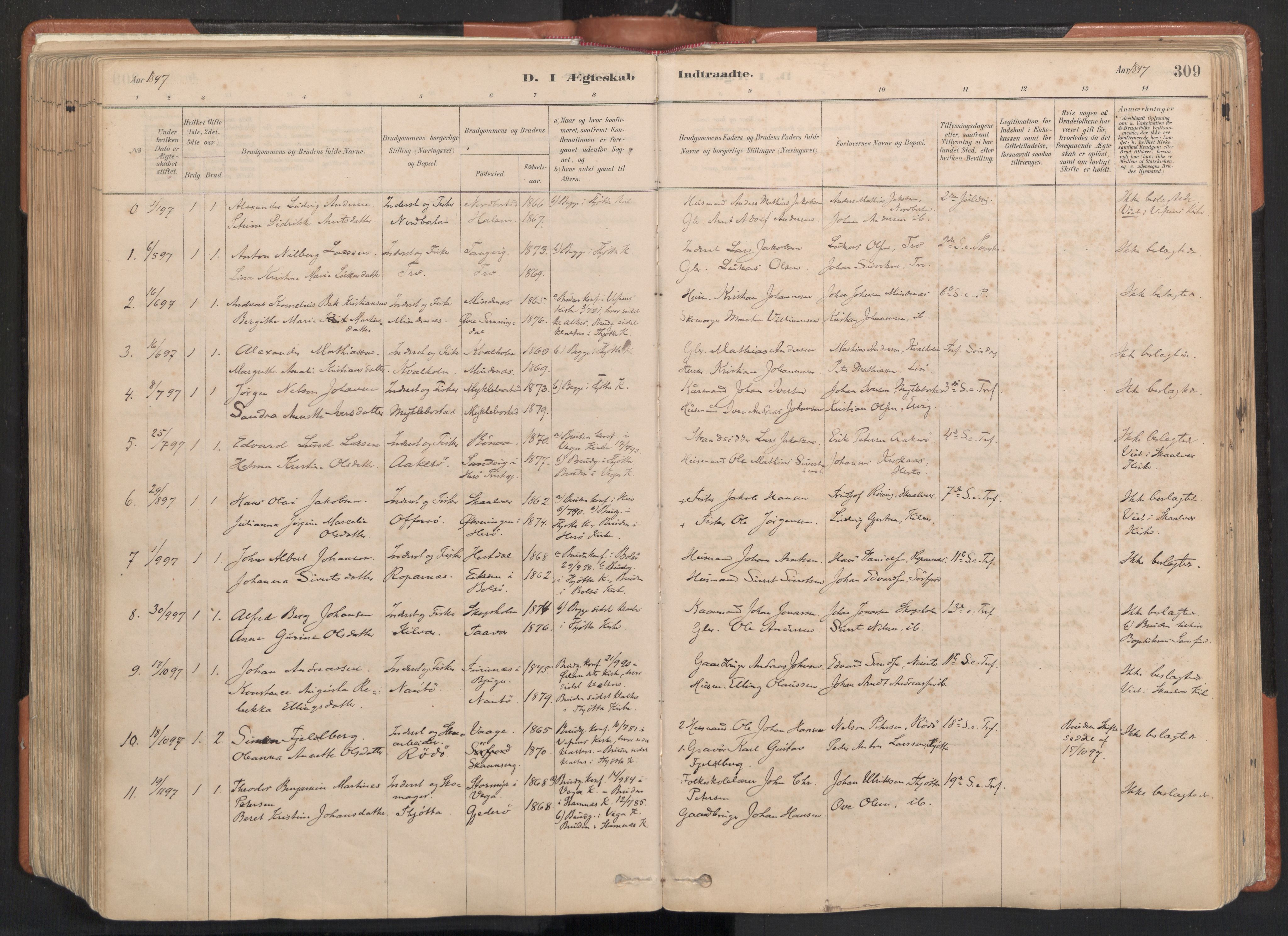 Ministerialprotokoller, klokkerbøker og fødselsregistre - Nordland, SAT/A-1459/817/L0264: Parish register (official) no. 817A04, 1878-1907, p. 309