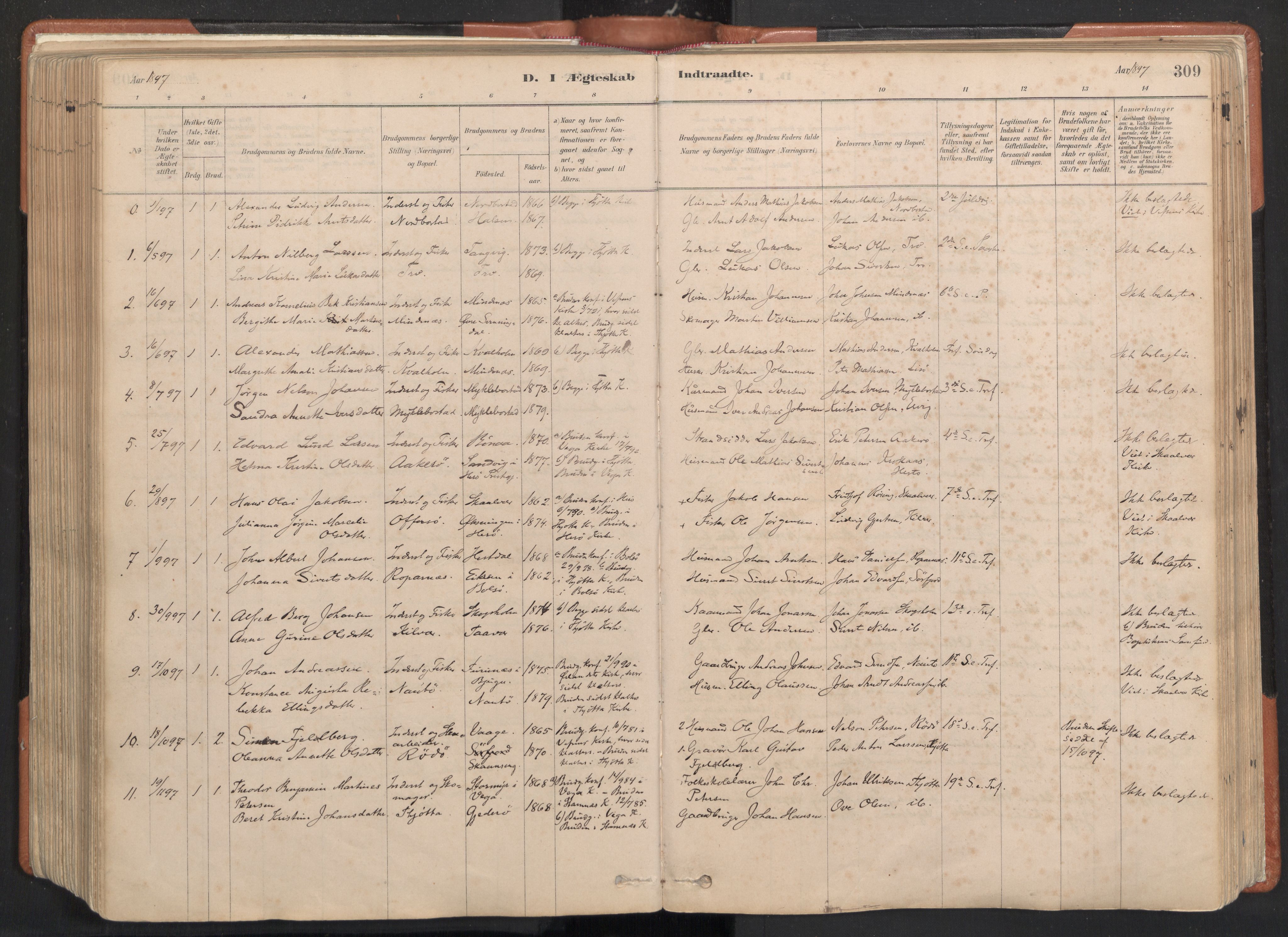 Ministerialprotokoller, klokkerbøker og fødselsregistre - Nordland, AV/SAT-A-1459/817/L0264: Parish register (official) no. 817A04, 1878-1907, p. 309